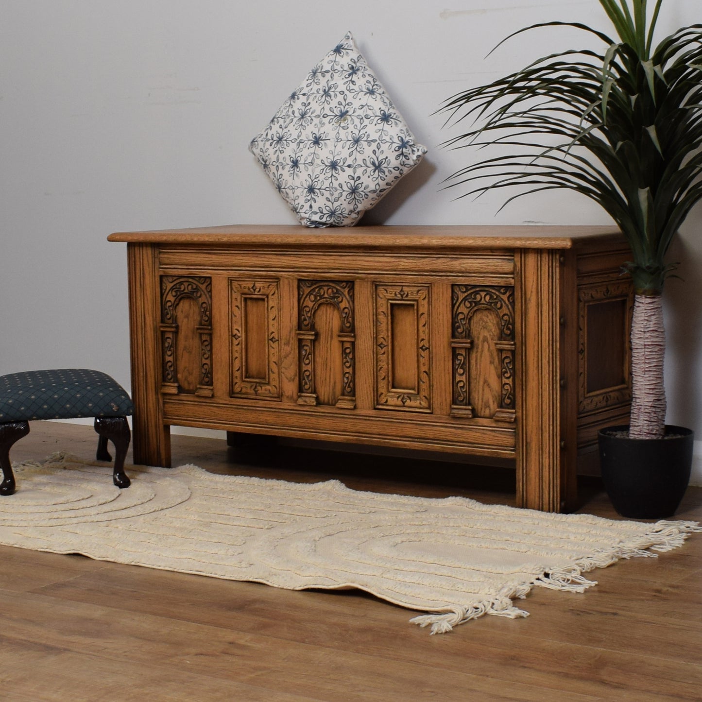 Carved Oak Blanket Box