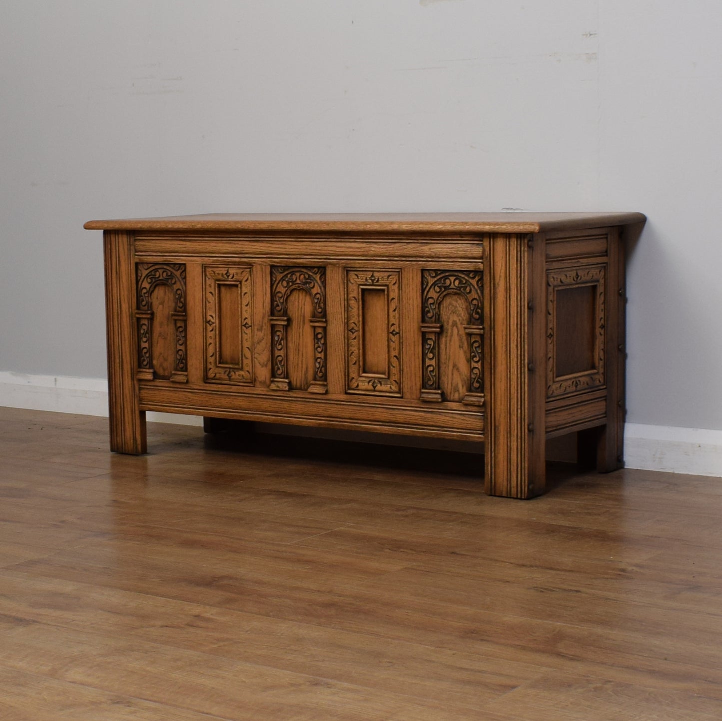 Carved Oak Blanket Box