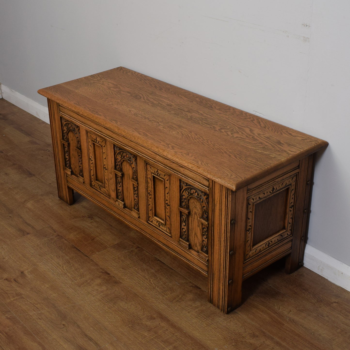Carved Oak Blanket Box
