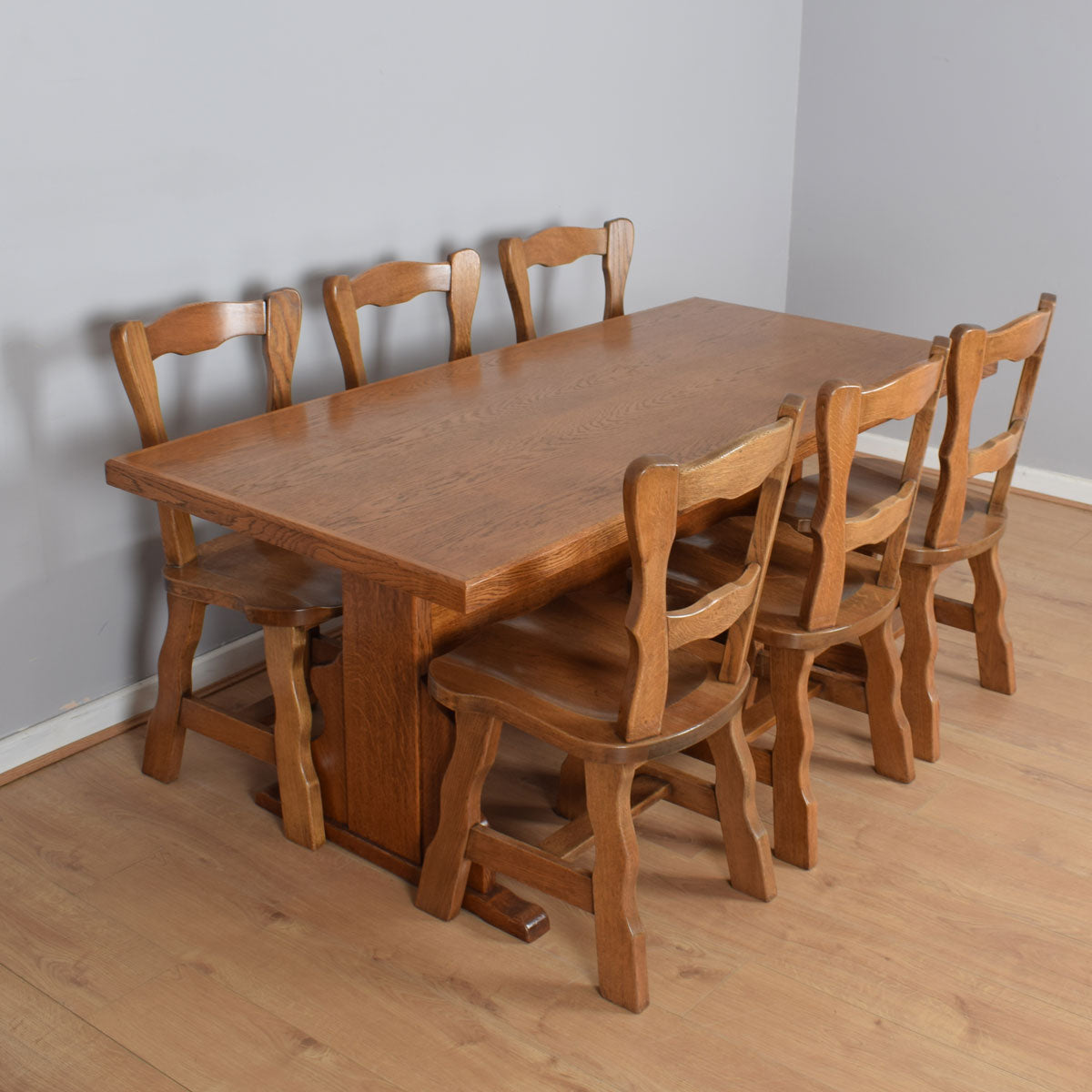 Solid Oak Table And Six Chairs