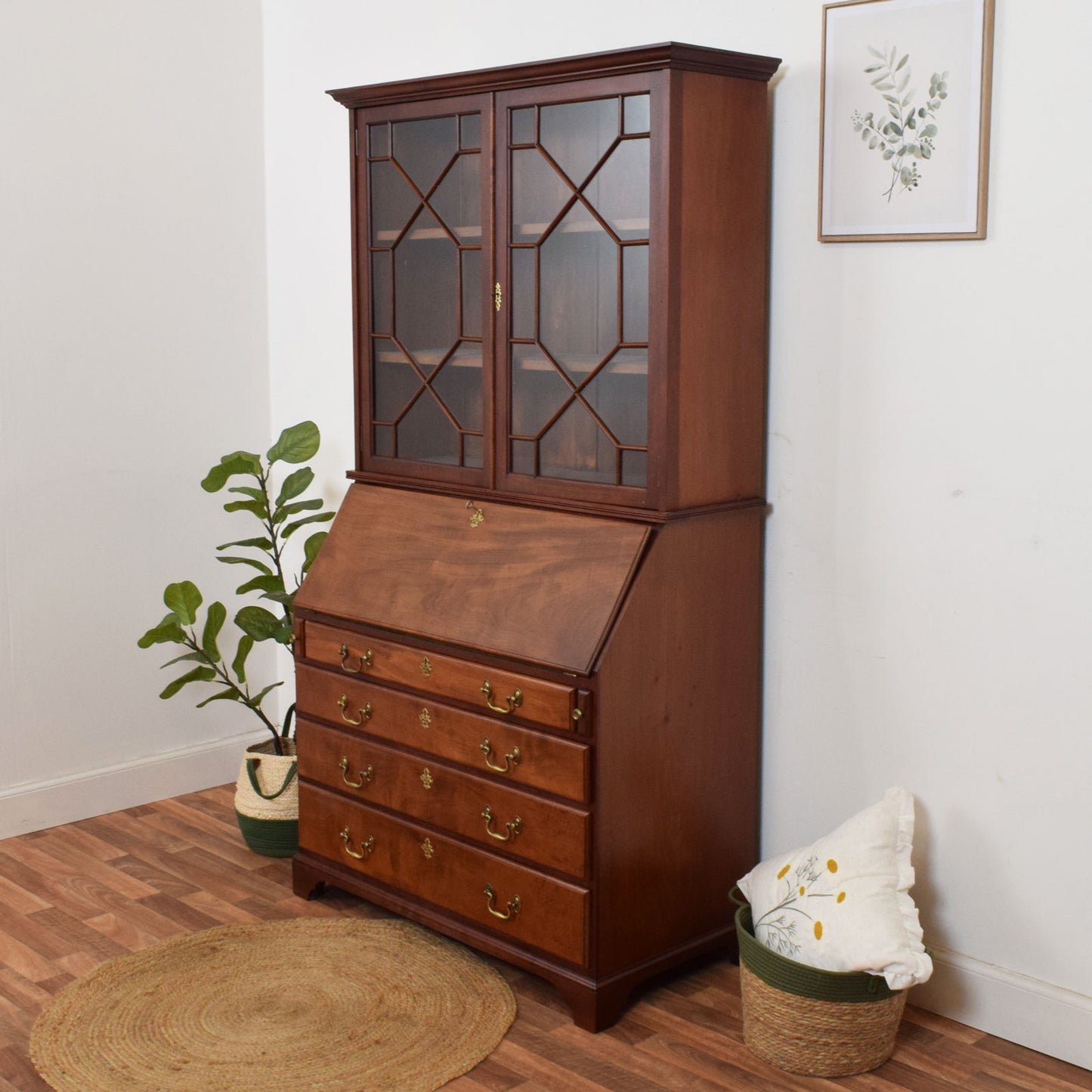Restored Mahogany Bureau Bookcase