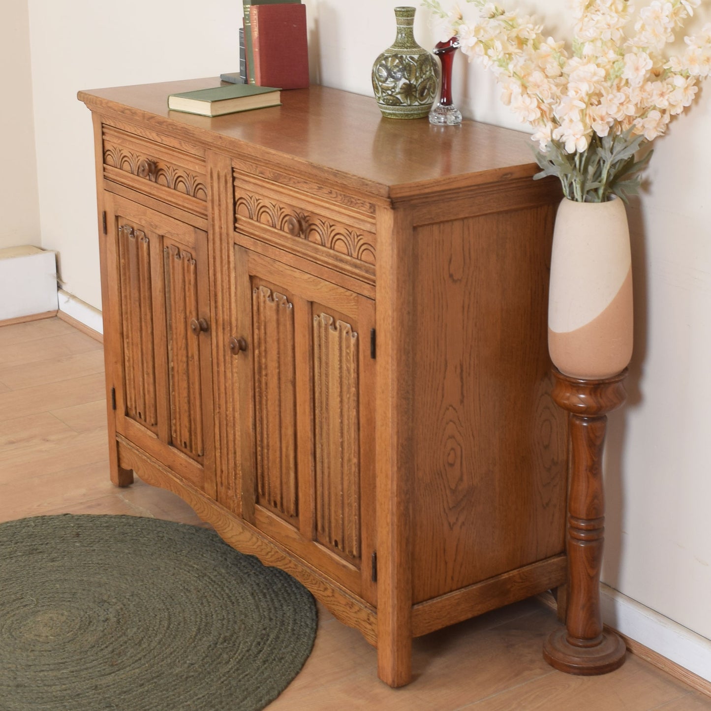 Oak Linenfold Sideboard