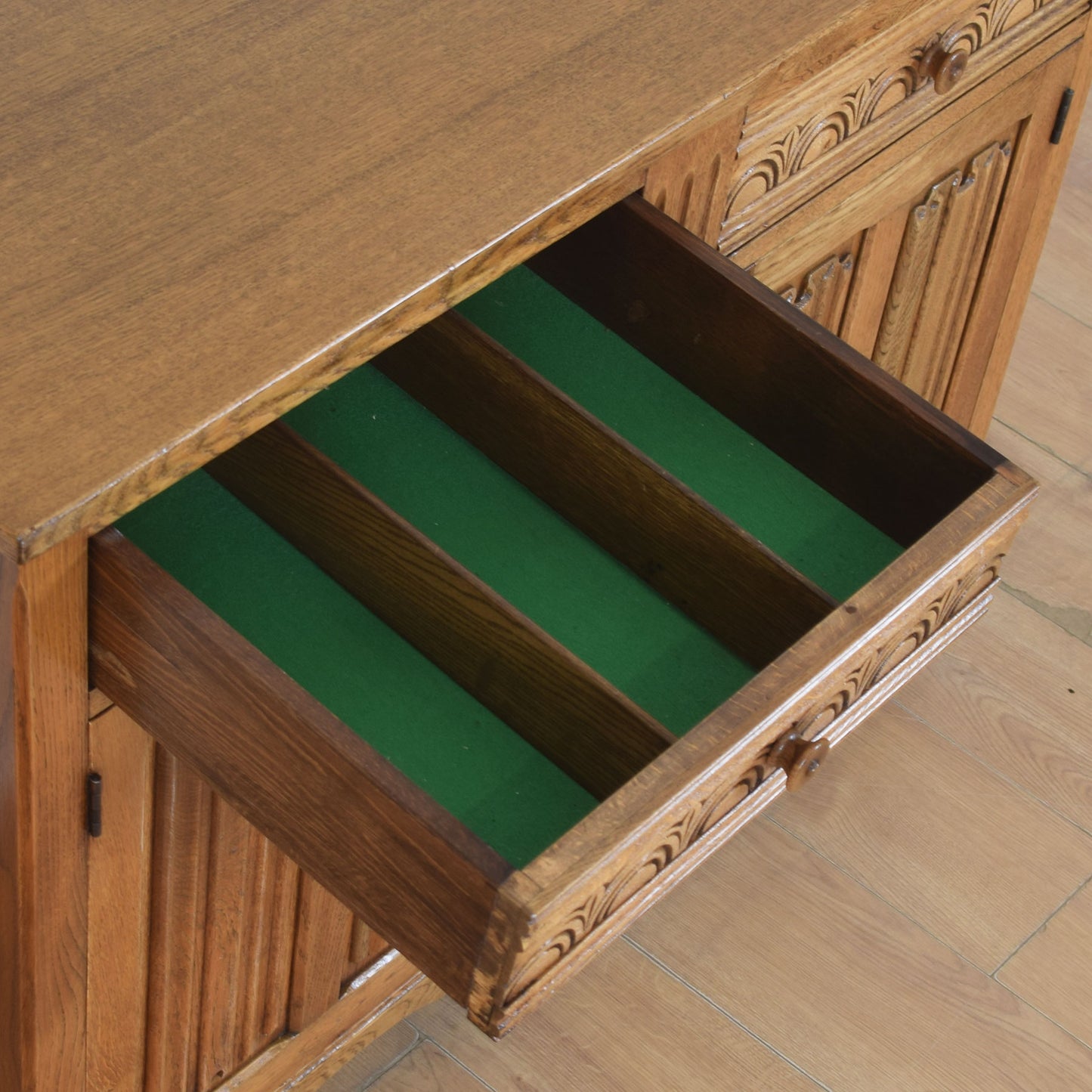 Oak Linenfold Sideboard
