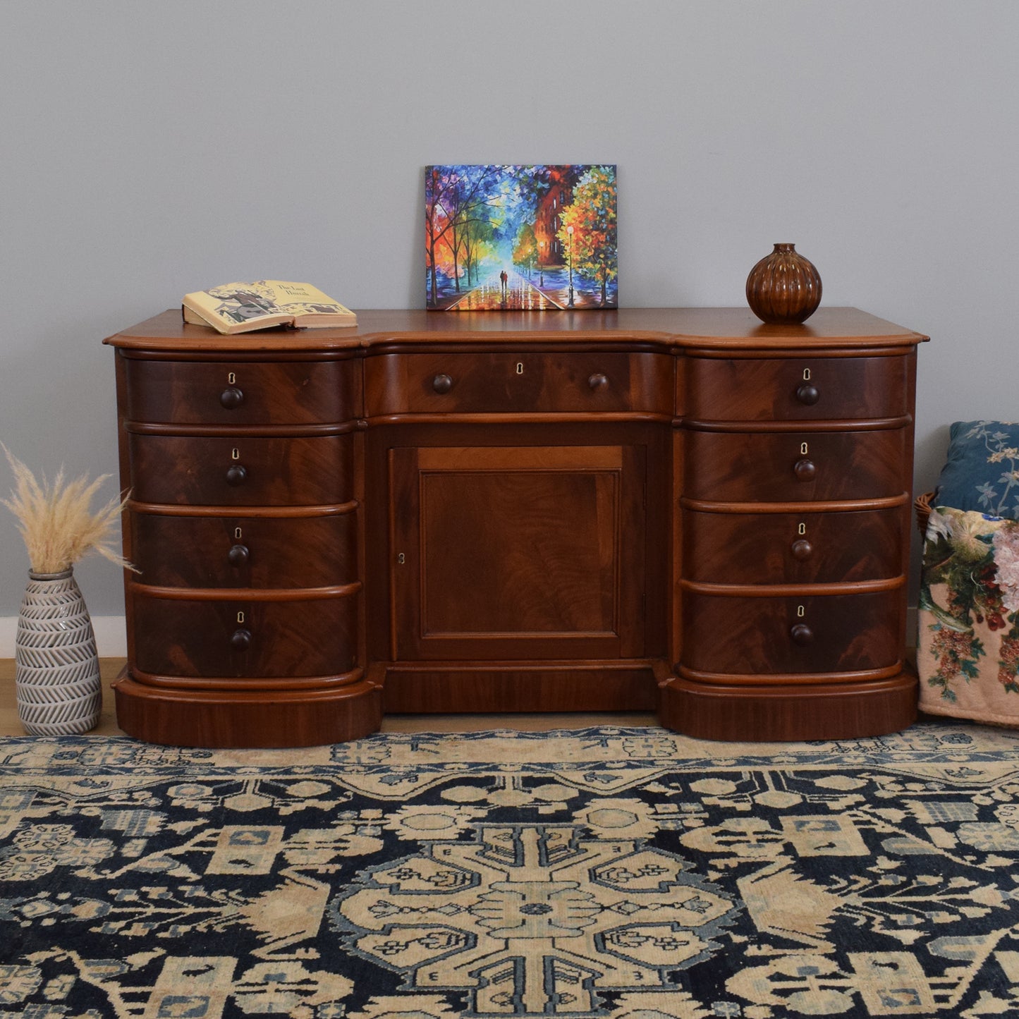 Large Curved Mahogany Sideboard