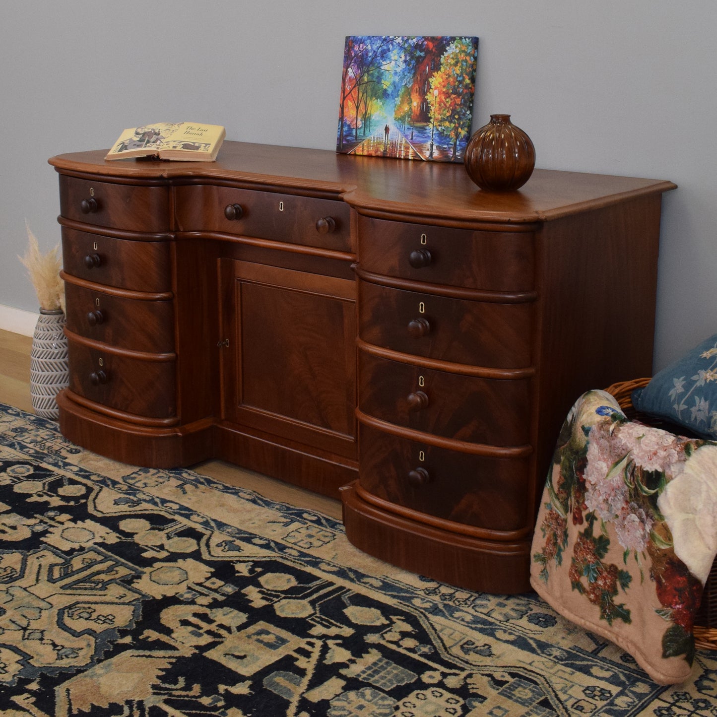 Large Curved Mahogany Sideboard