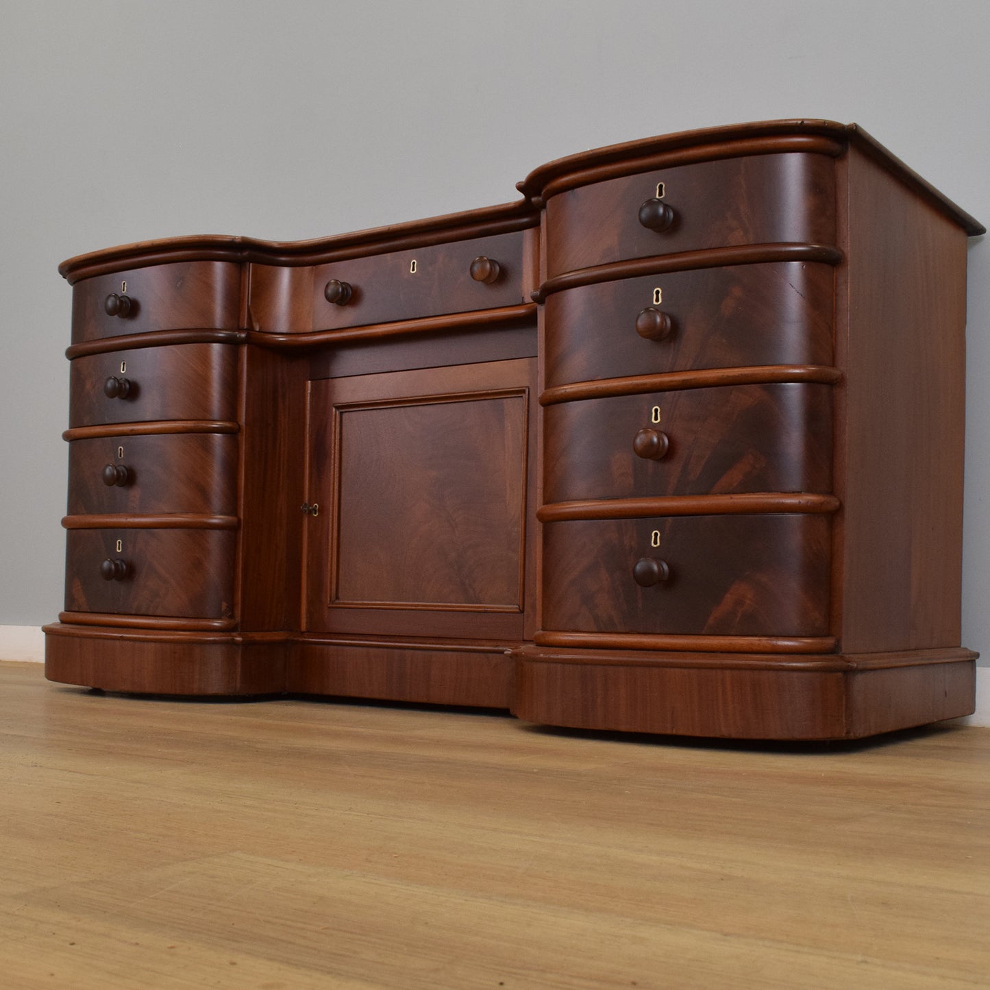 Large Curved Mahogany Sideboard