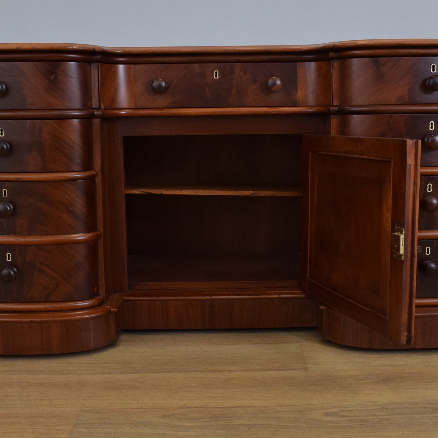 Large Curved Mahogany Sideboard