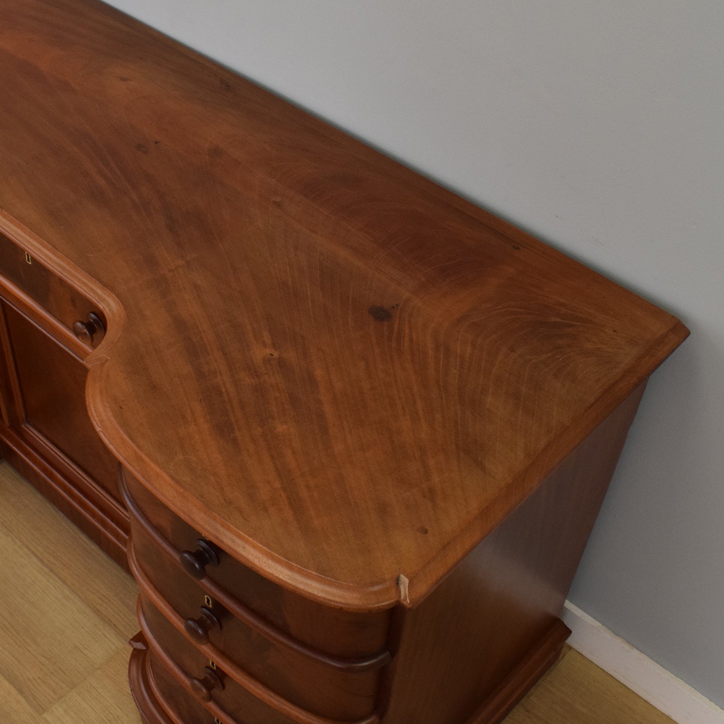 Large Curved Mahogany Sideboard