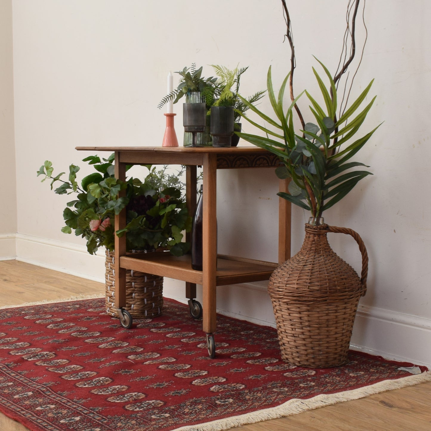 Oak Rotating Drop Leaf Trolley