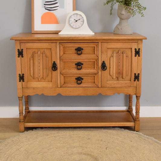 Small Oak Linenfold Sideboard