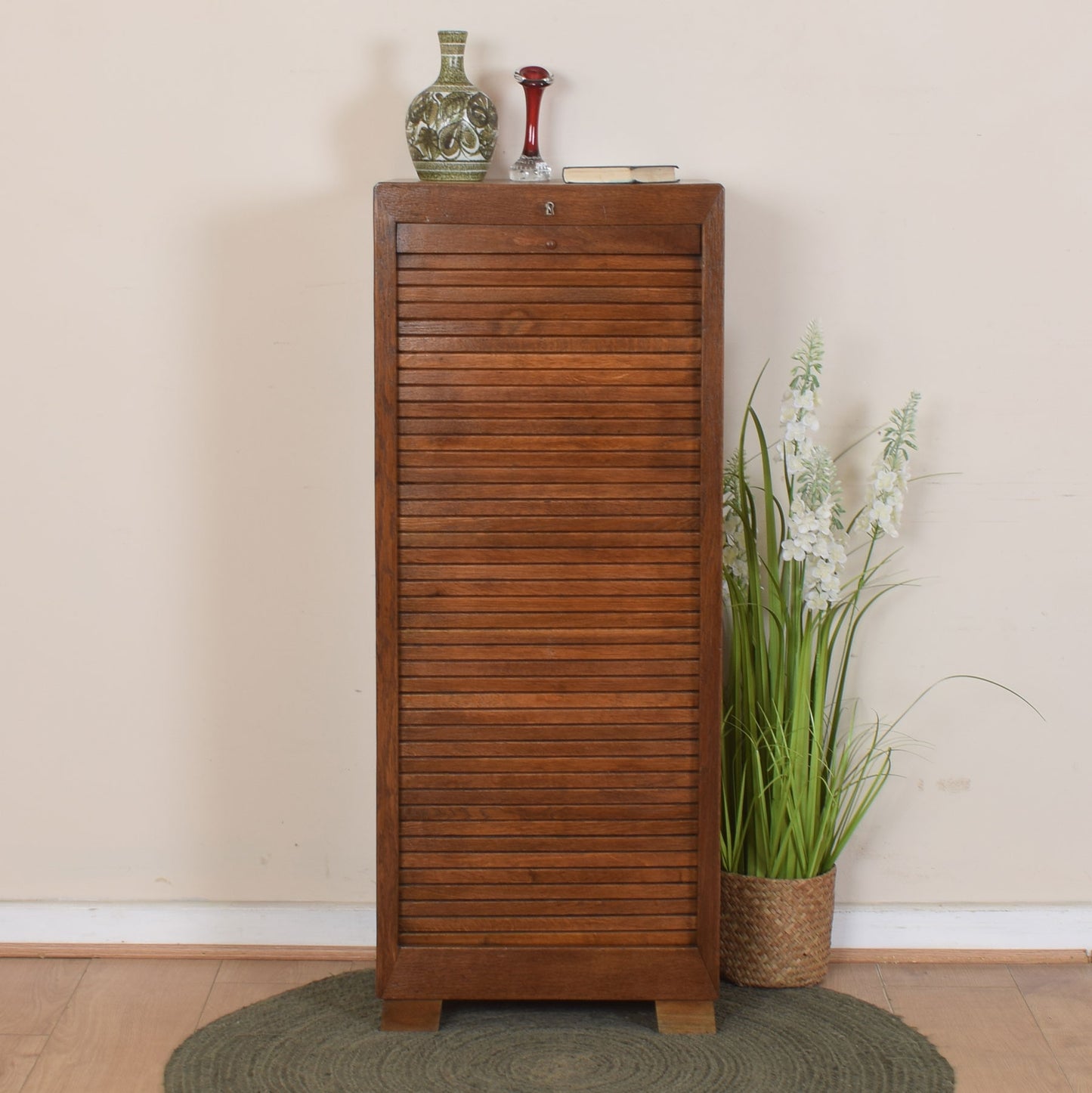 Vintage Tambour Filing Cabinet