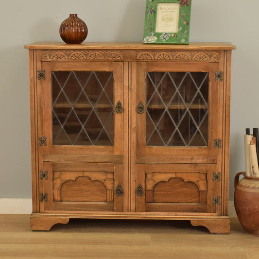 Glazed Oak Veneer Bookcase
