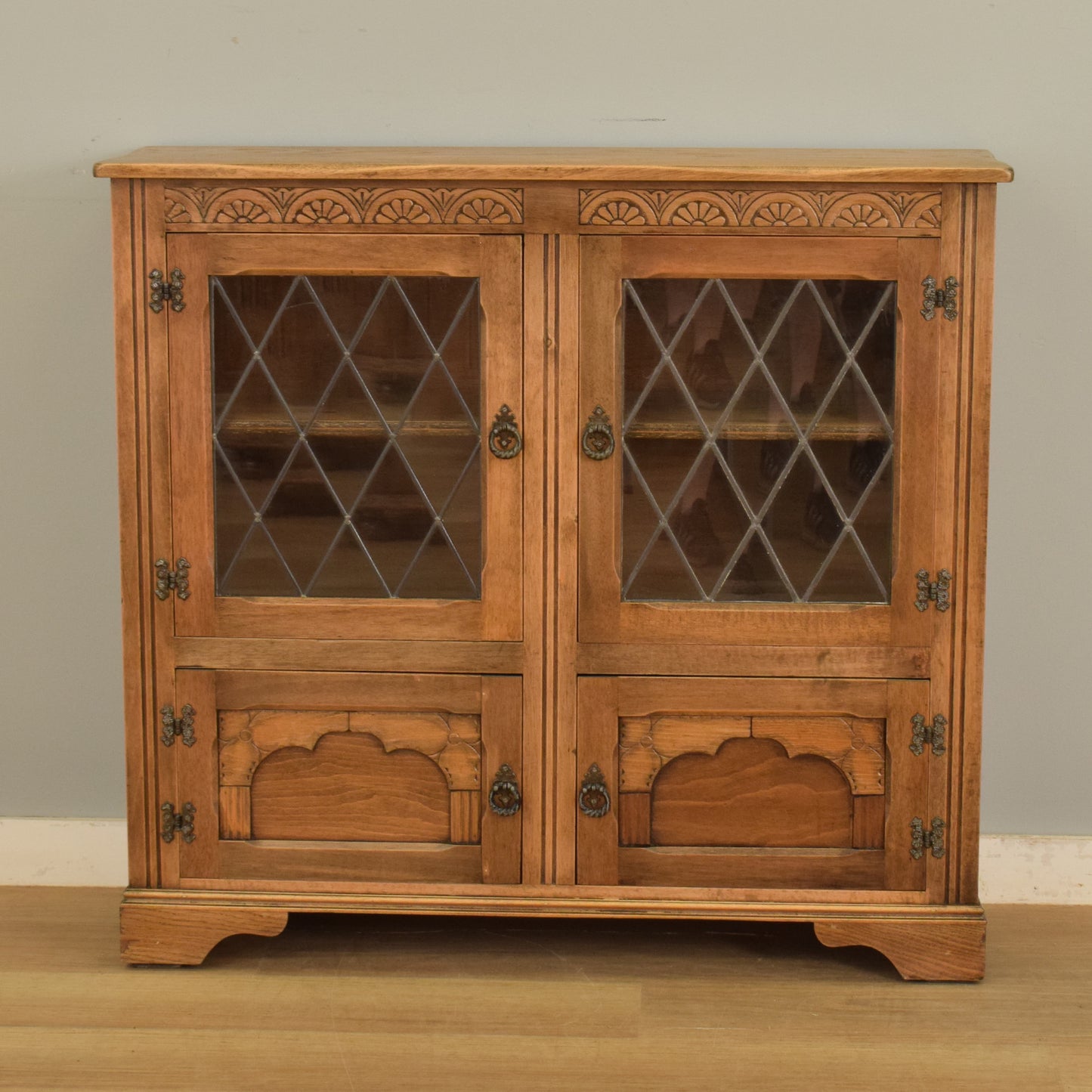 Glazed Oak Veneer Bookcase