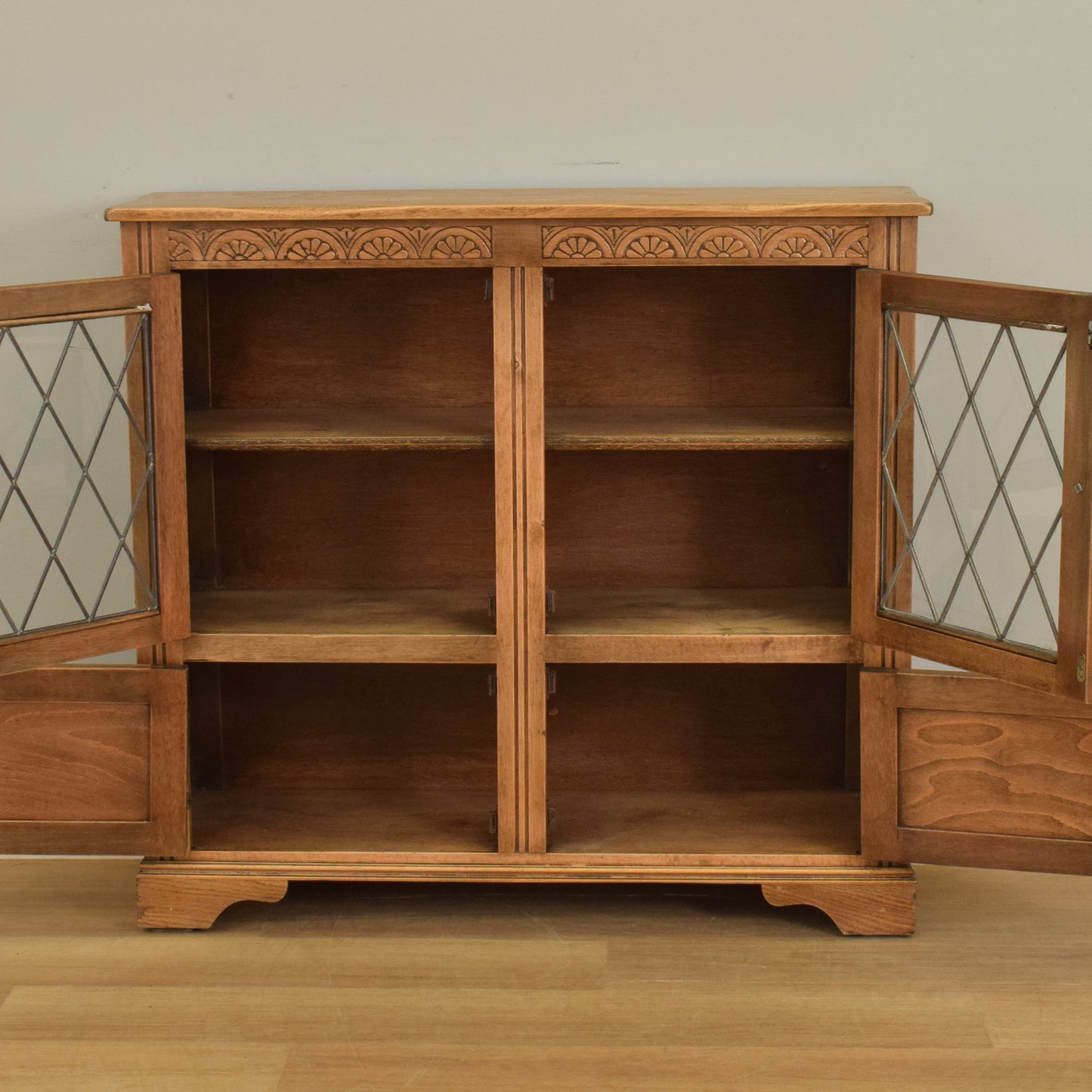 Glazed Oak Veneer Bookcase