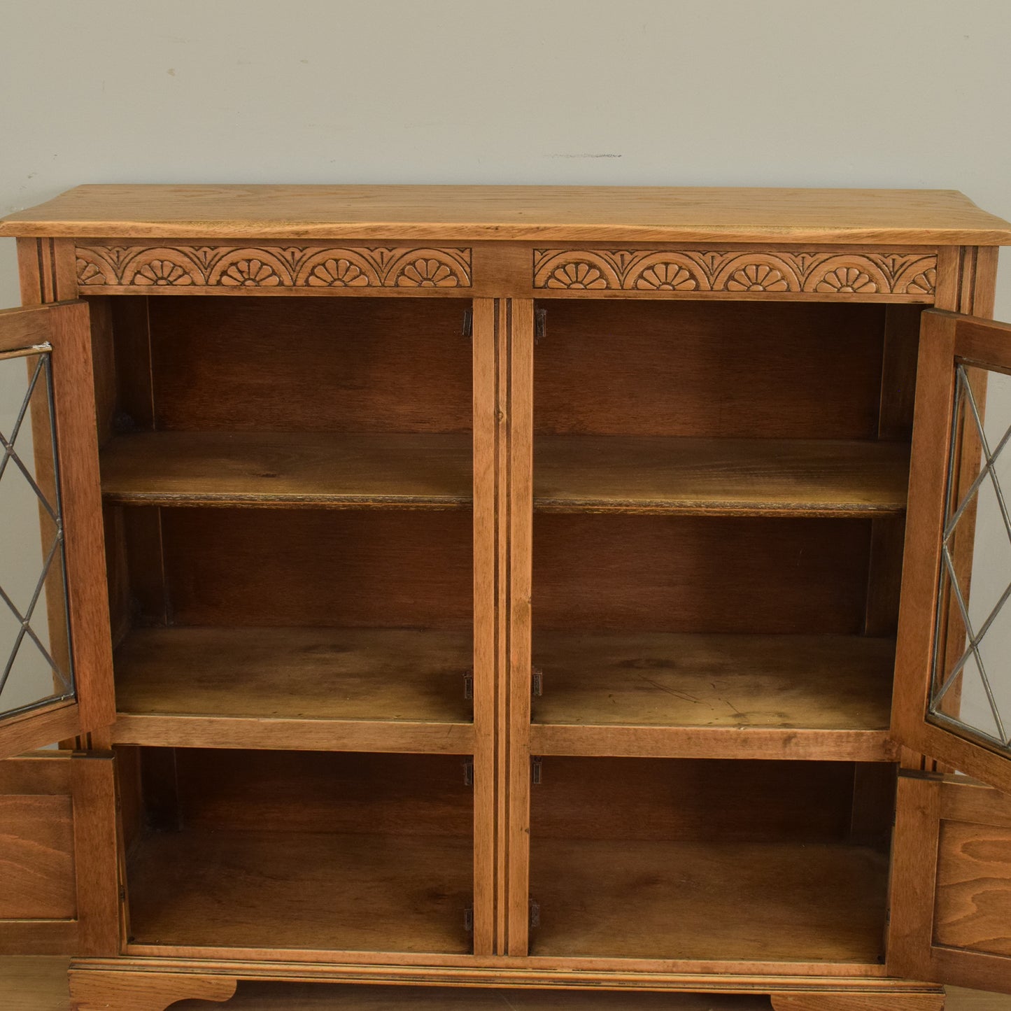 Glazed Oak Veneer Bookcase