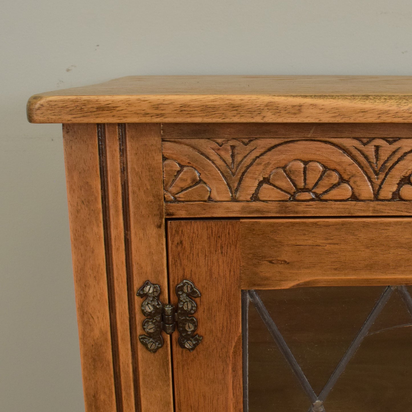 Glazed Oak Veneer Bookcase