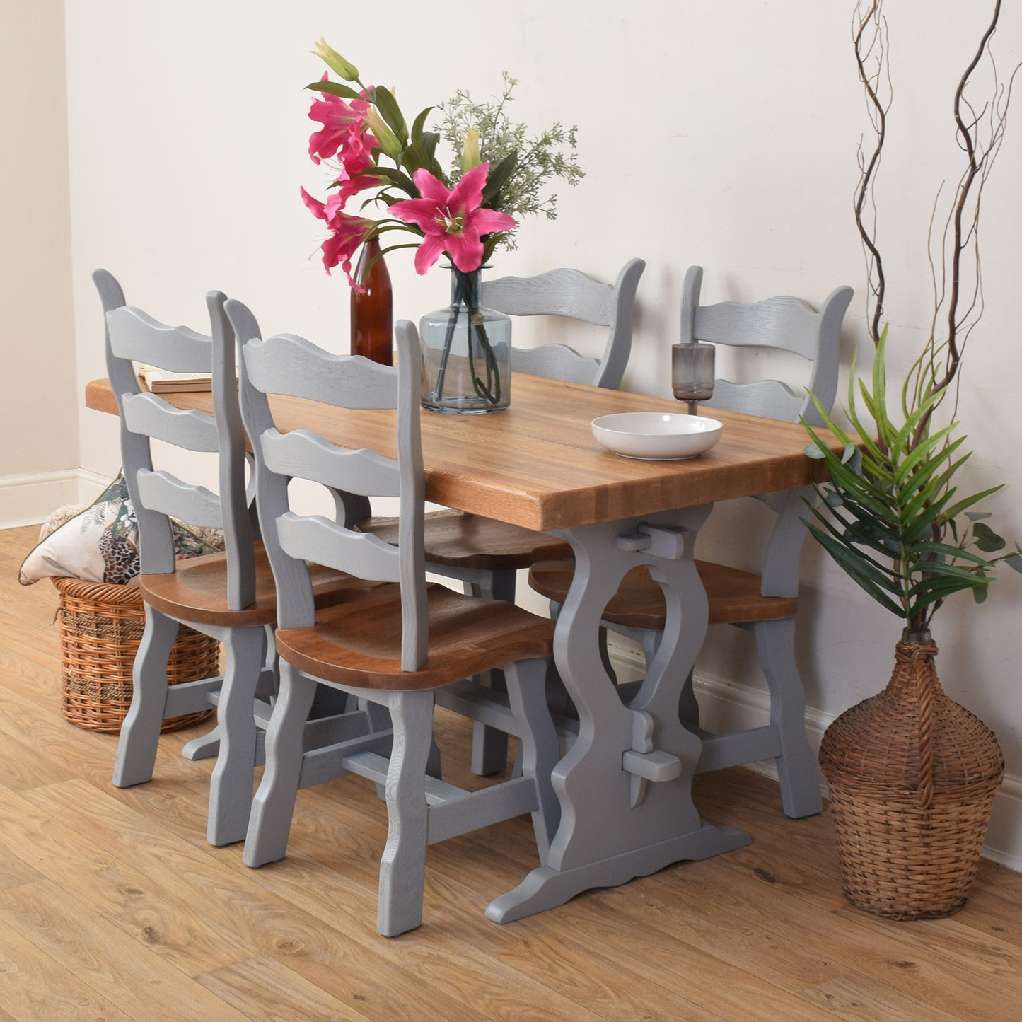 Painted Table And Four Chairs
