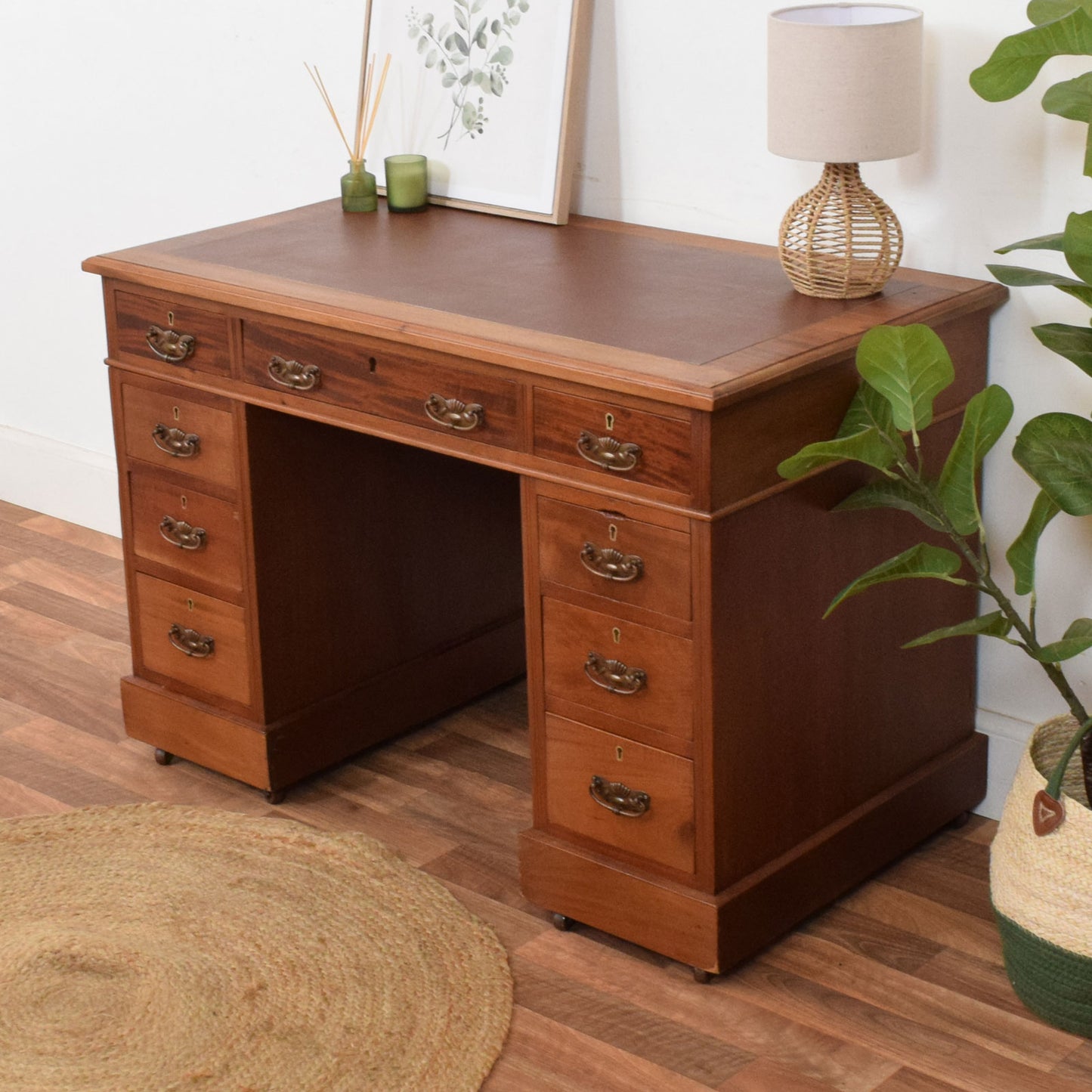 Leather Top Pedestal Desk
