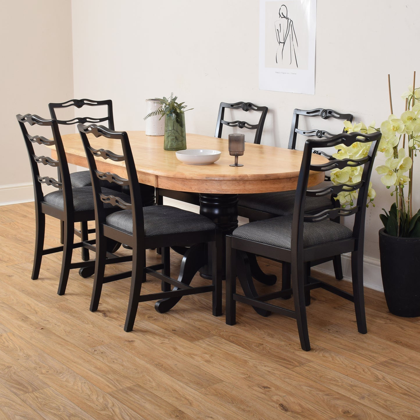 Painted Table And Six Chairs