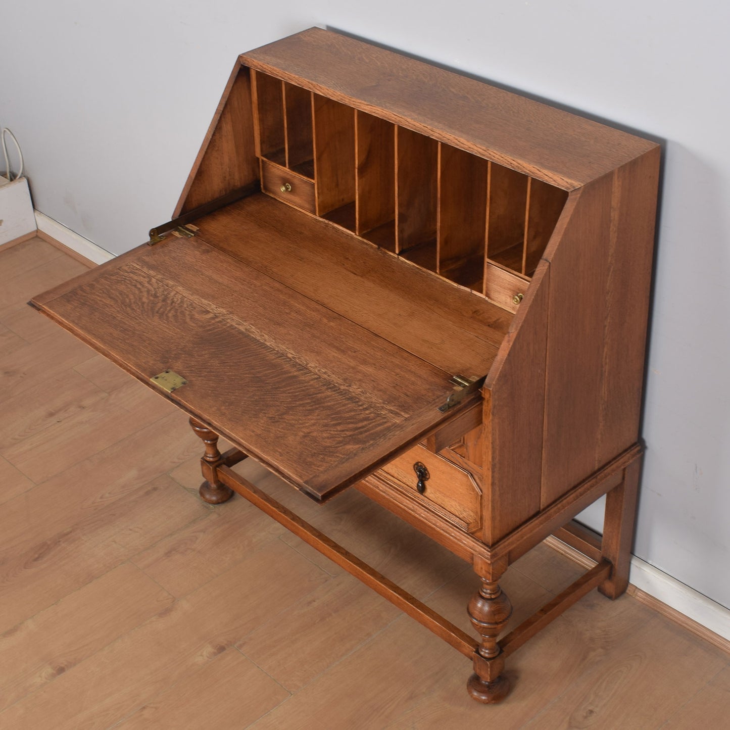 Ornate Oak Writing Bureau