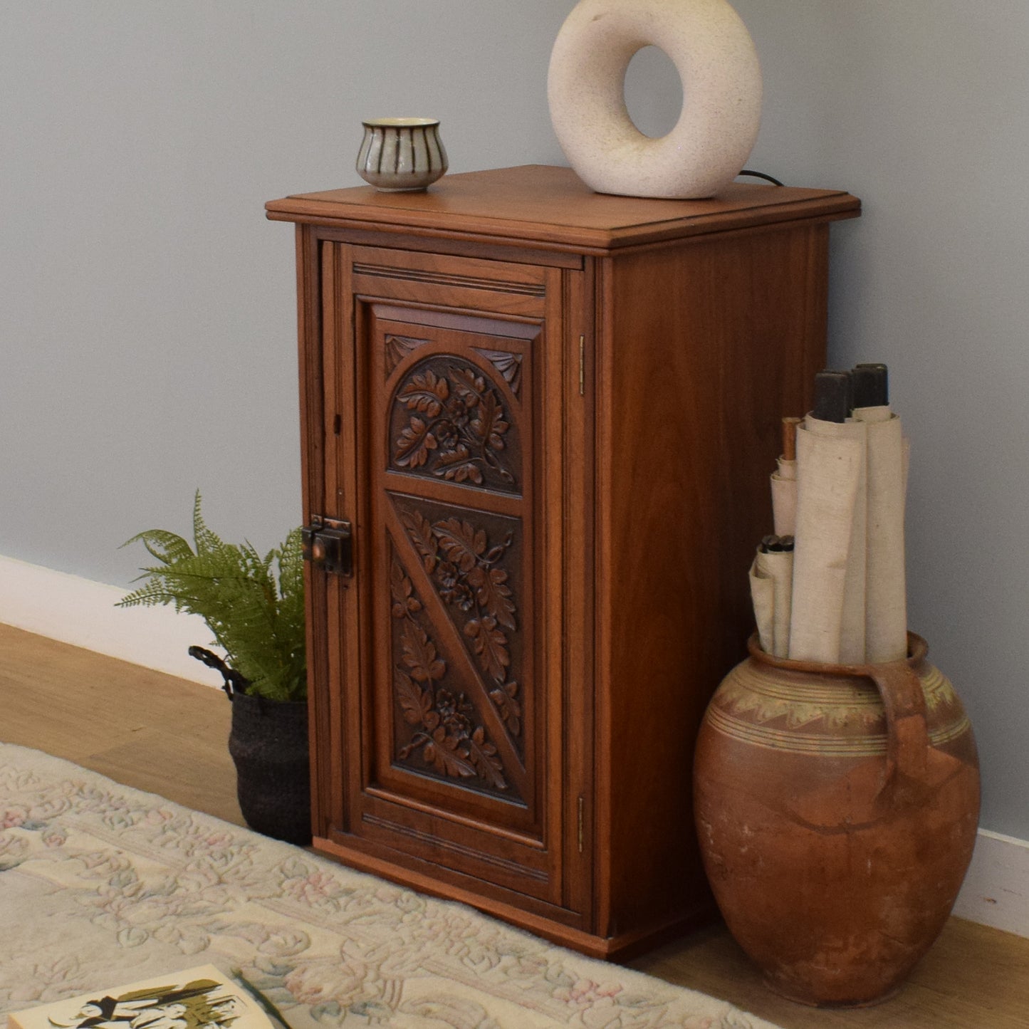 Carved Mahogany Pot Cupboard