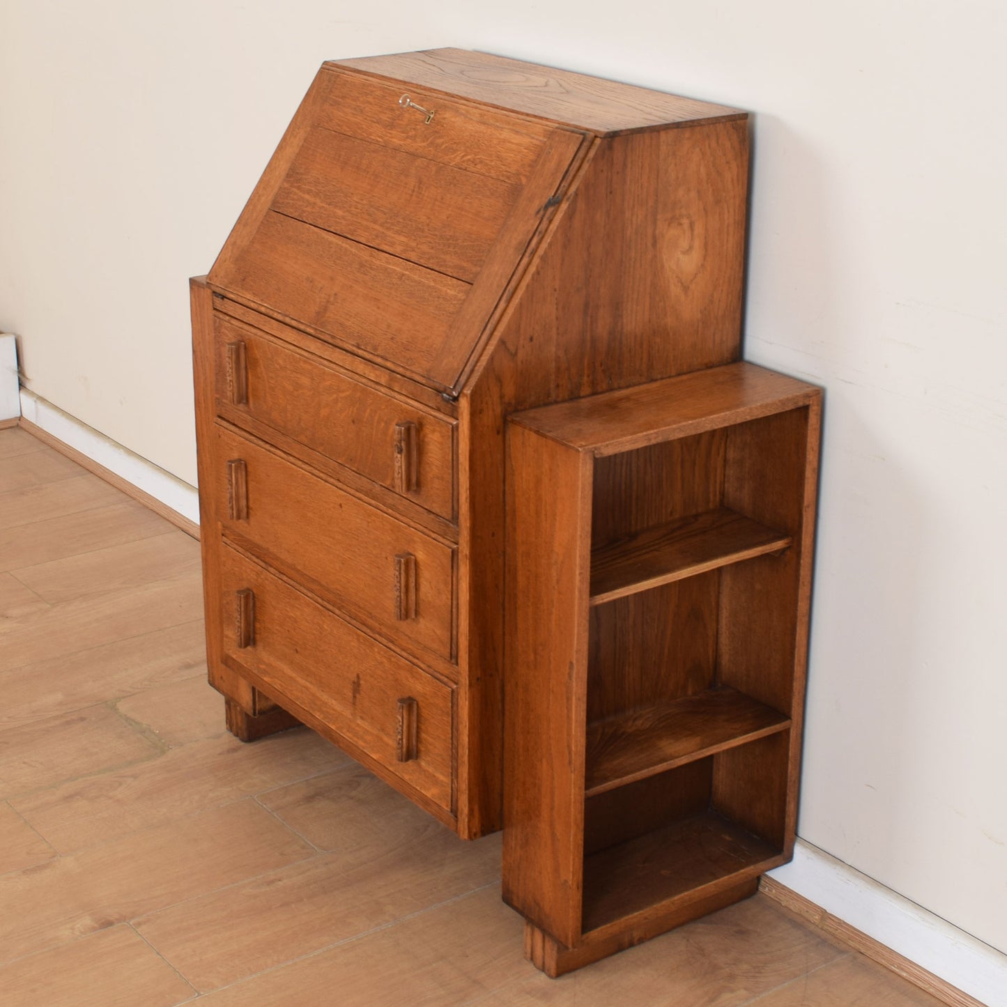 Unusual Art Deco Oak Bureau