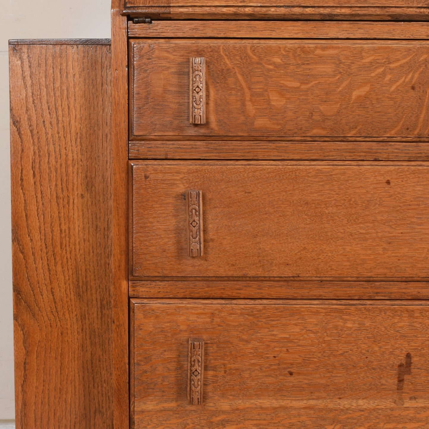 Unusual Art Deco Oak Bureau