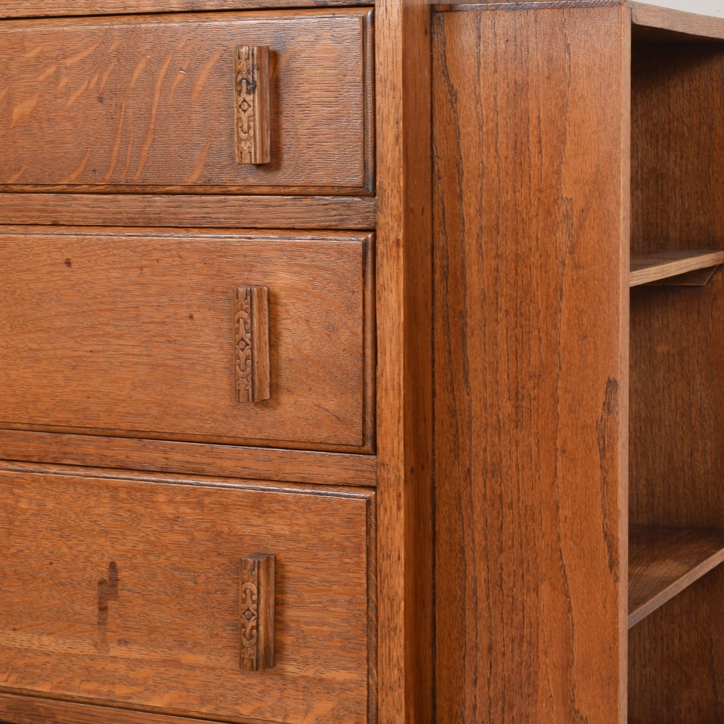 Unusual Art Deco Oak Bureau