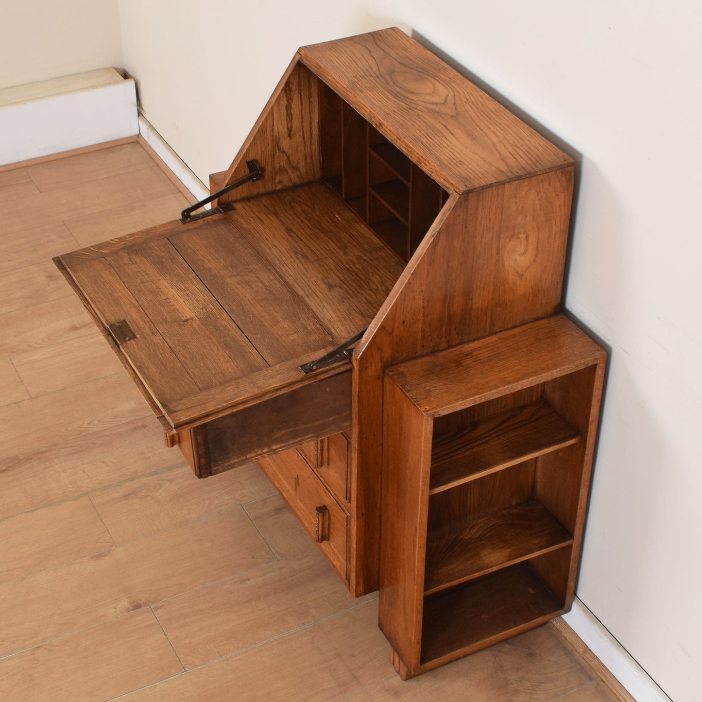 Unusual Art Deco Oak Bureau