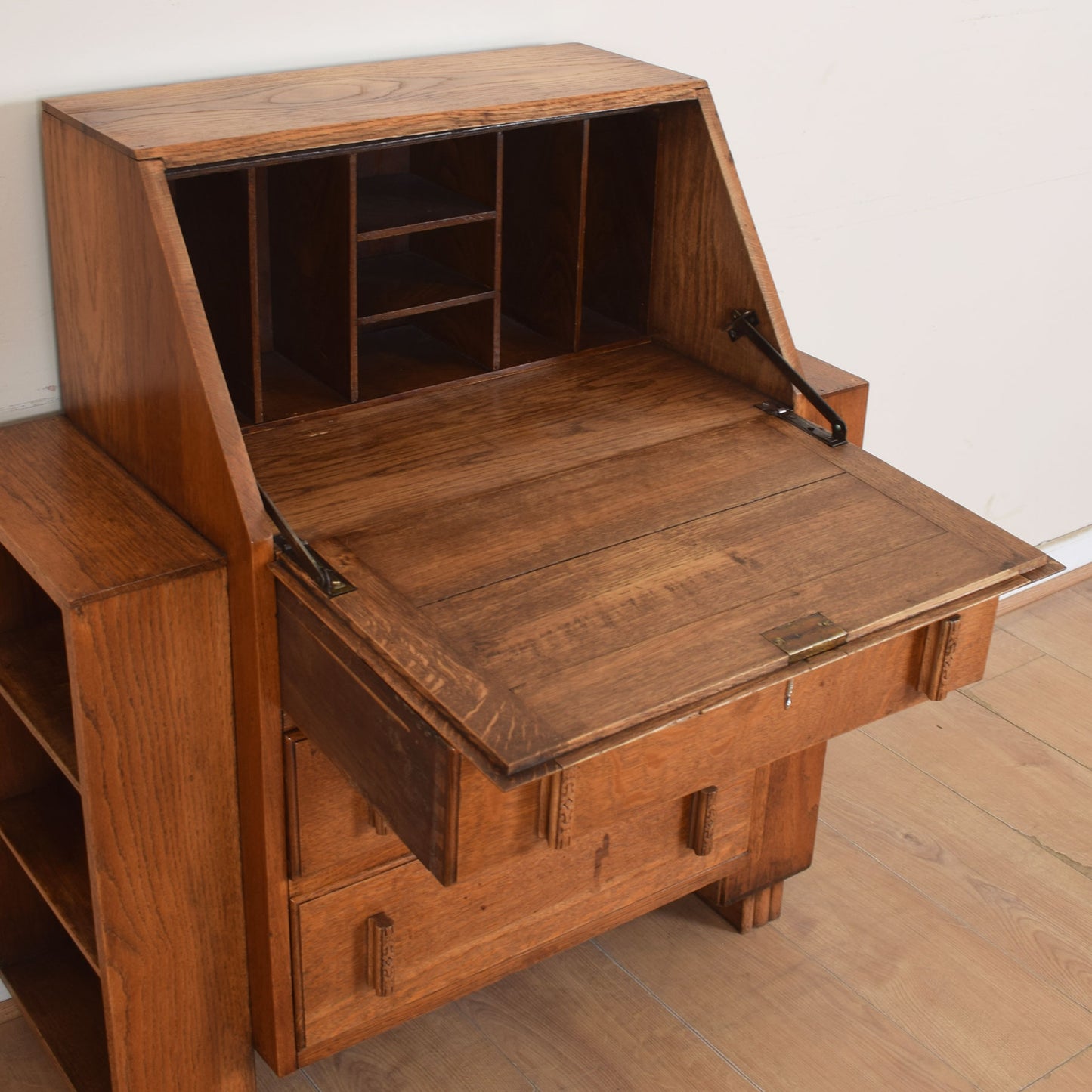 Unusual Art Deco Oak Bureau