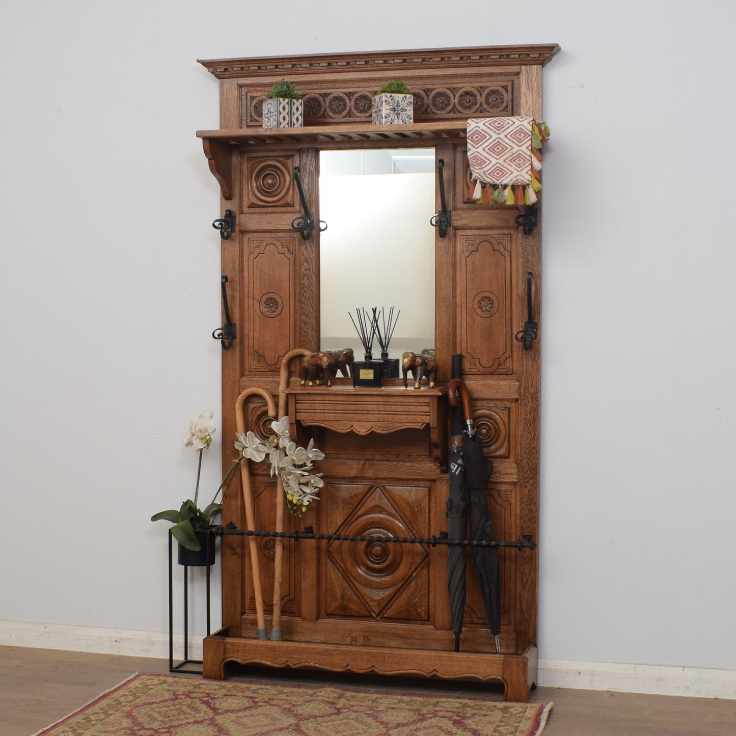 Carved Oak Hallstand