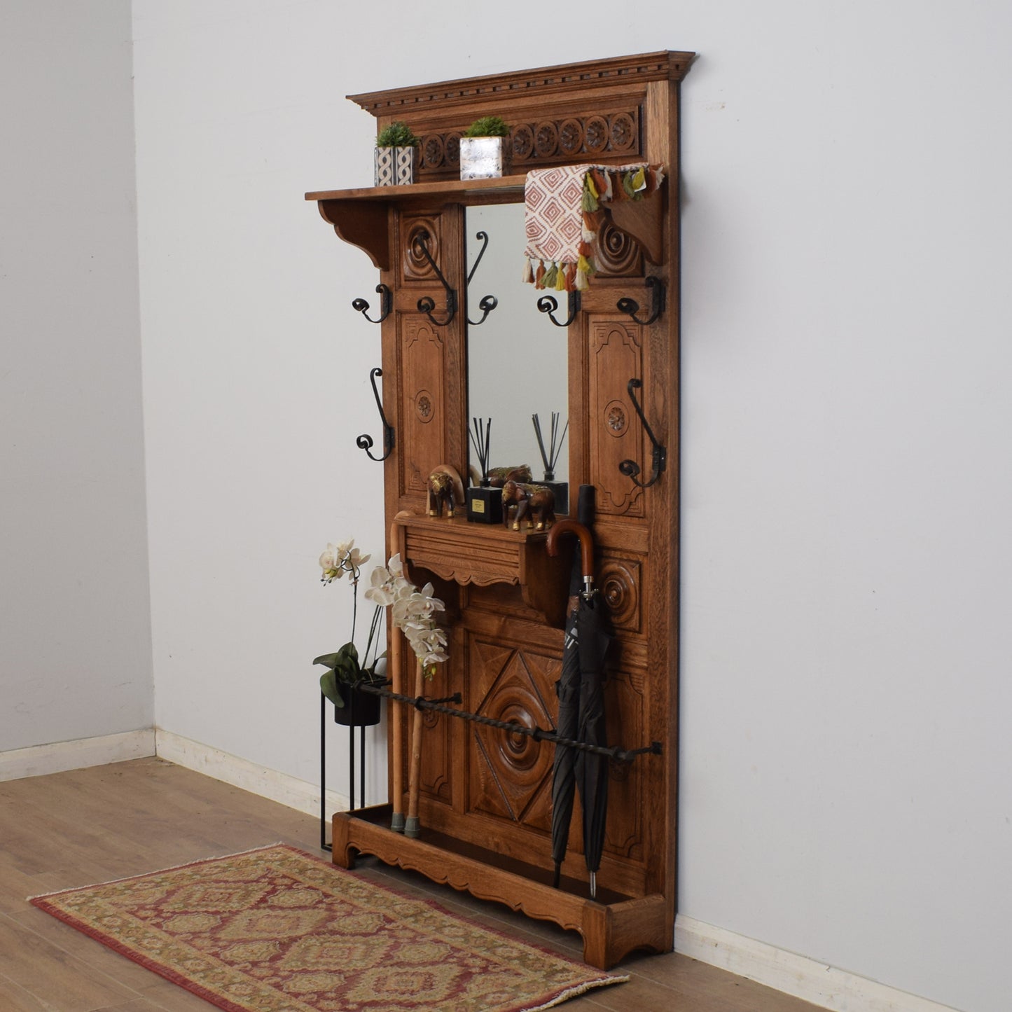 Carved Oak Hallstand