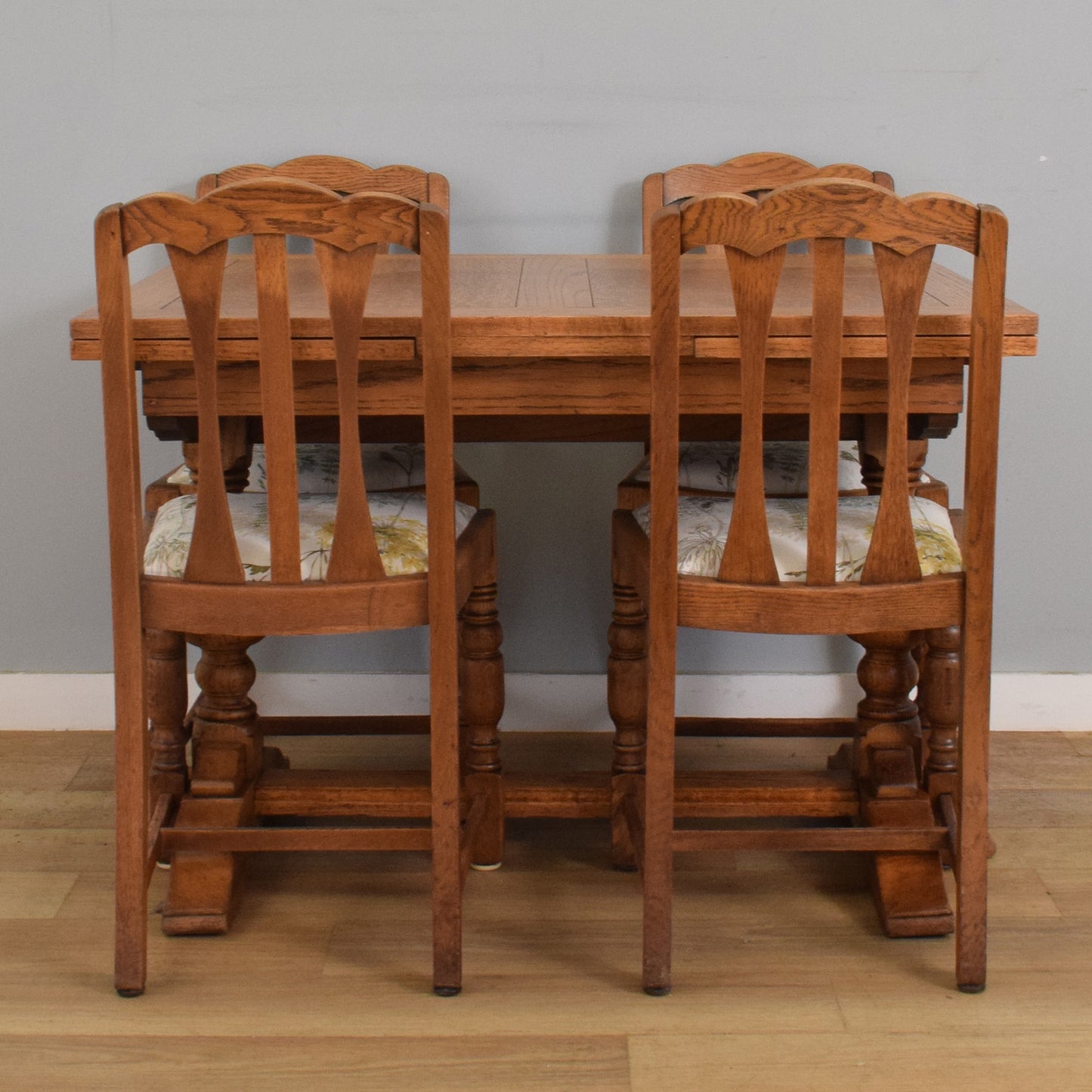 Refinished Oak Draw-Leaf Table and Four