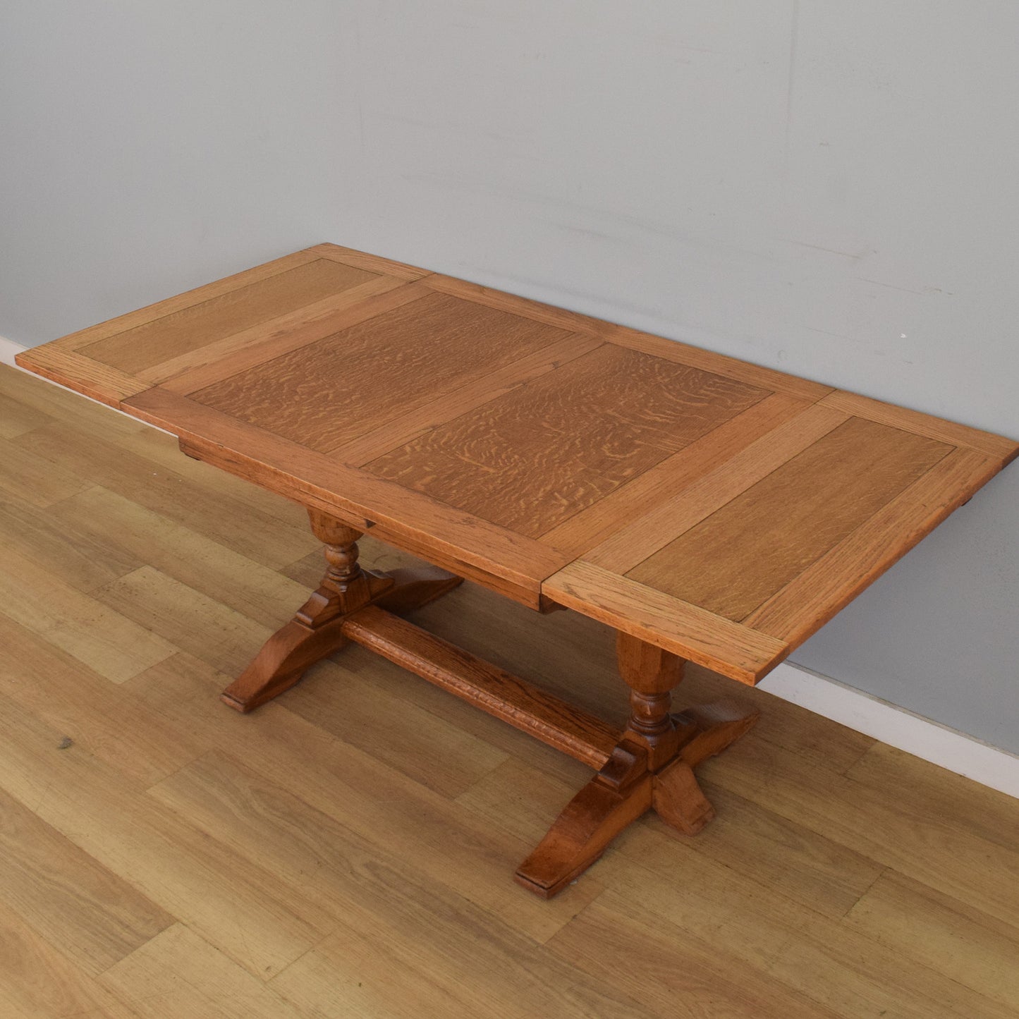 Refinished Oak Draw-Leaf Table and Four