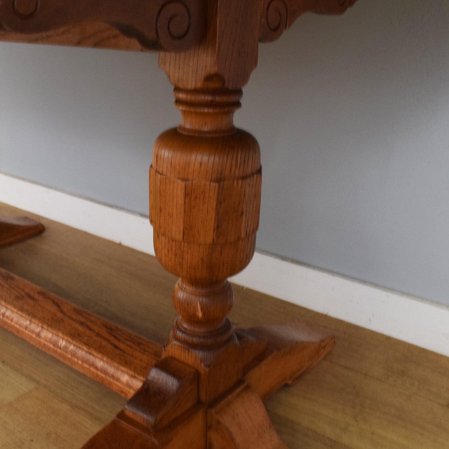 Refinished Oak Draw-Leaf Table and Four