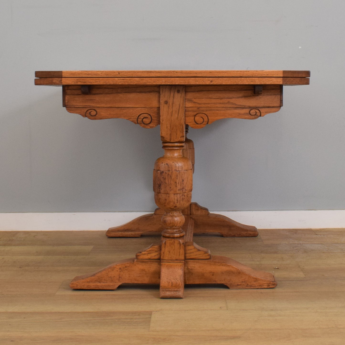 Refinished Oak Draw-Leaf Table and Four