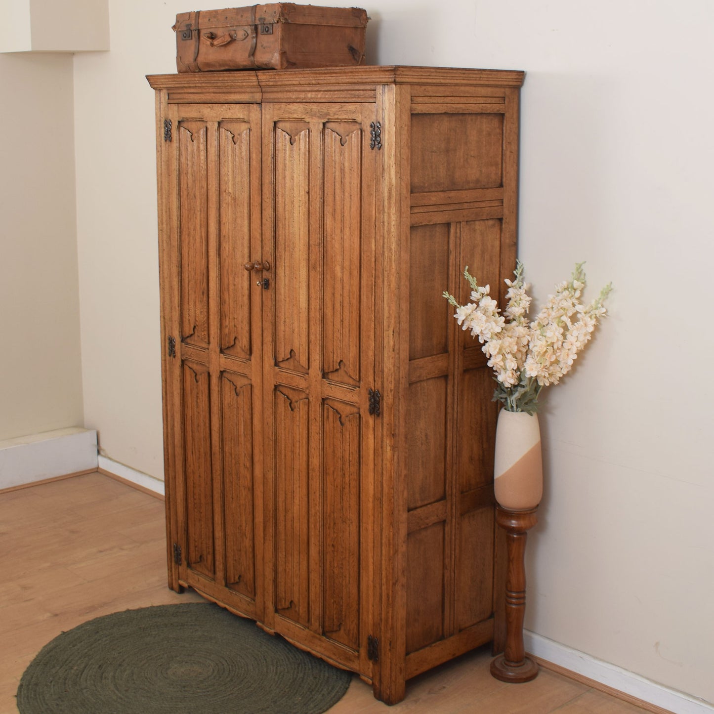 Vintage Oak Double Wardrobe