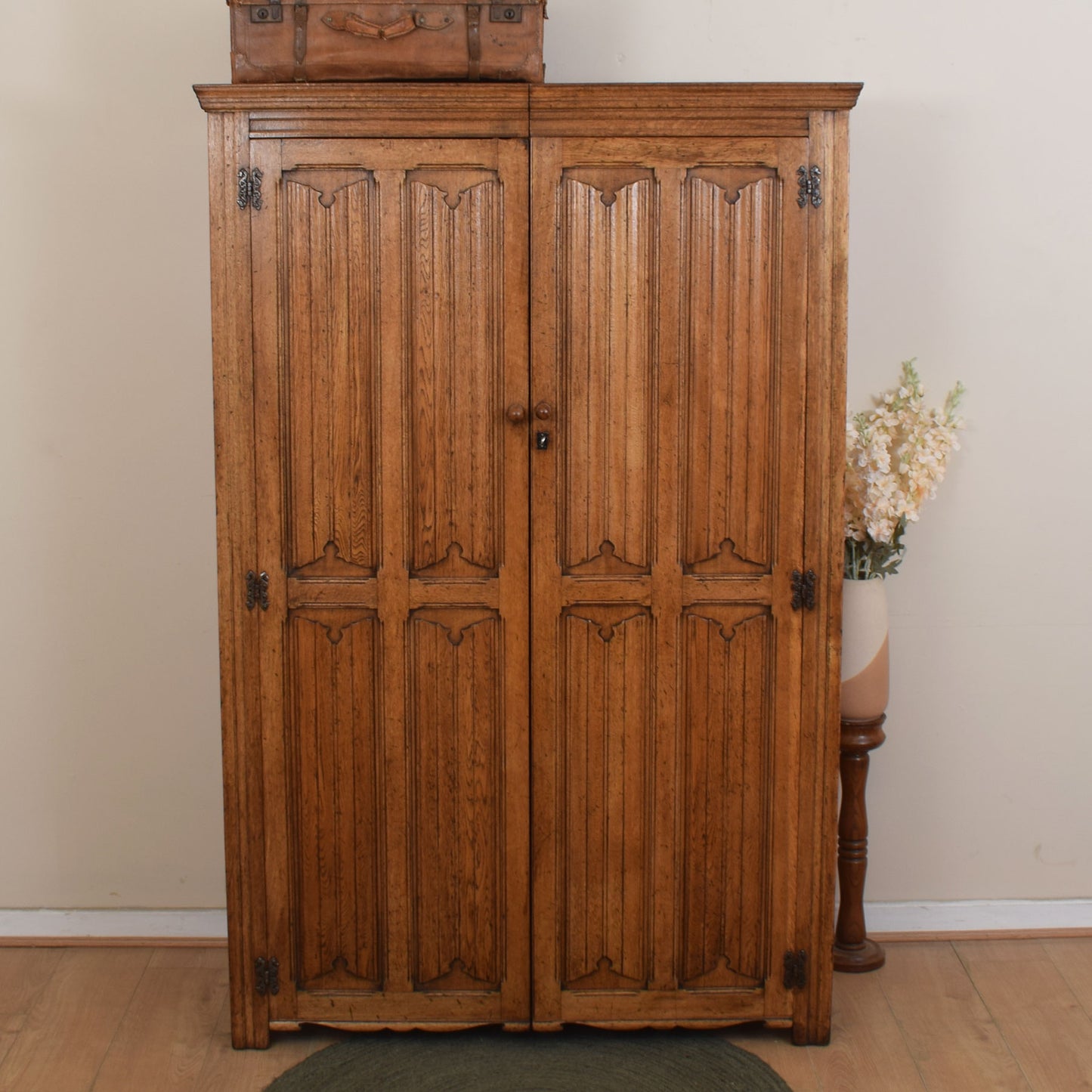 Vintage Oak Double Wardrobe
