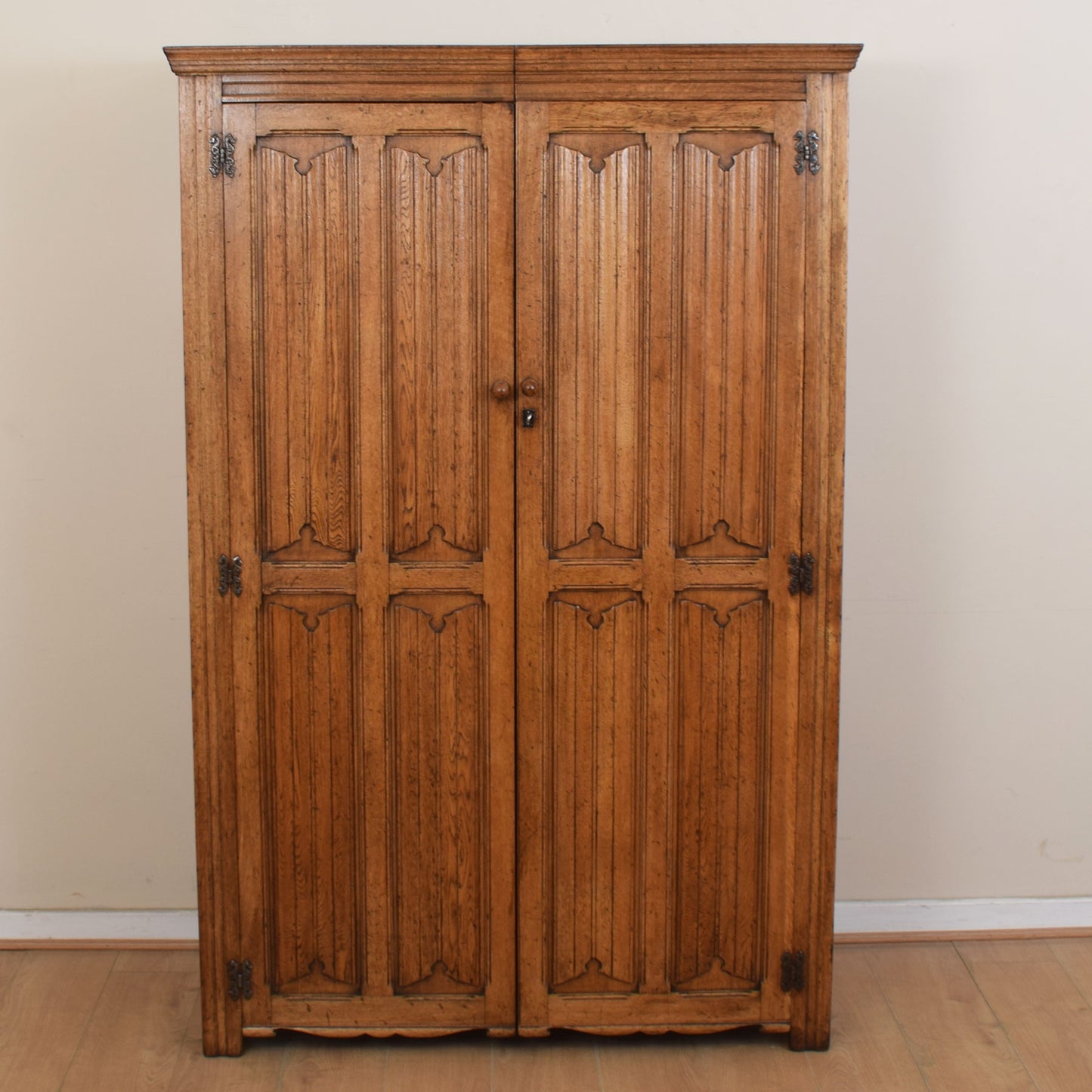 Vintage Oak Double Wardrobe