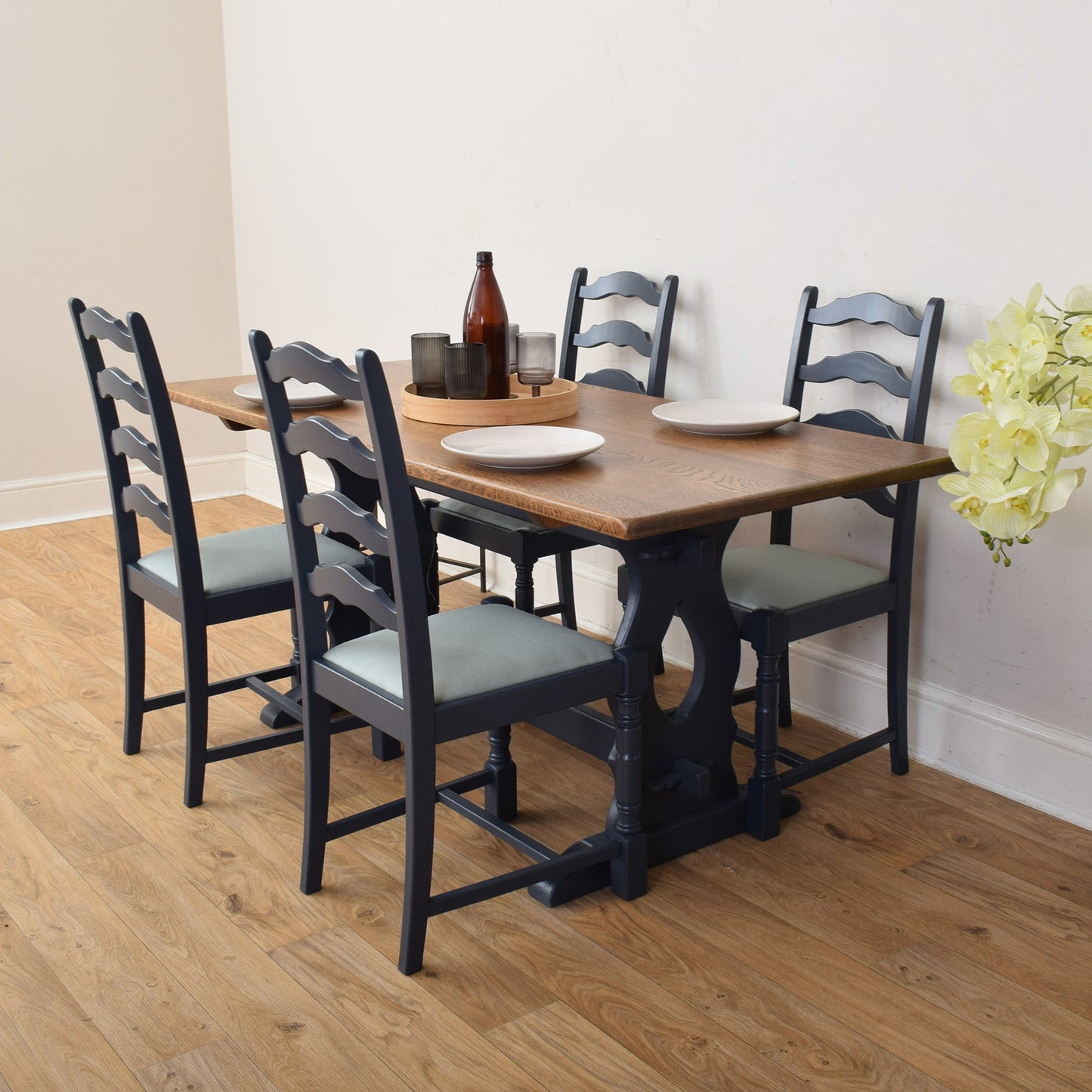 Painted Table And Four Chairs