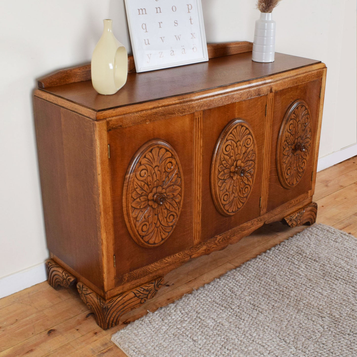 Carved Oak Sideboard