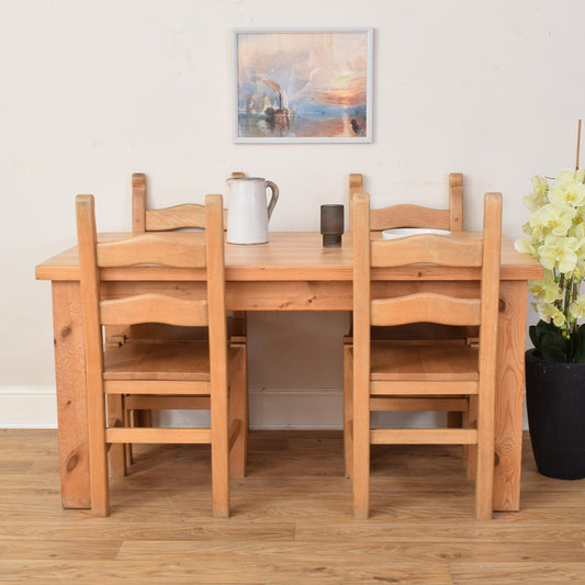 Pine Table And Four Chairs