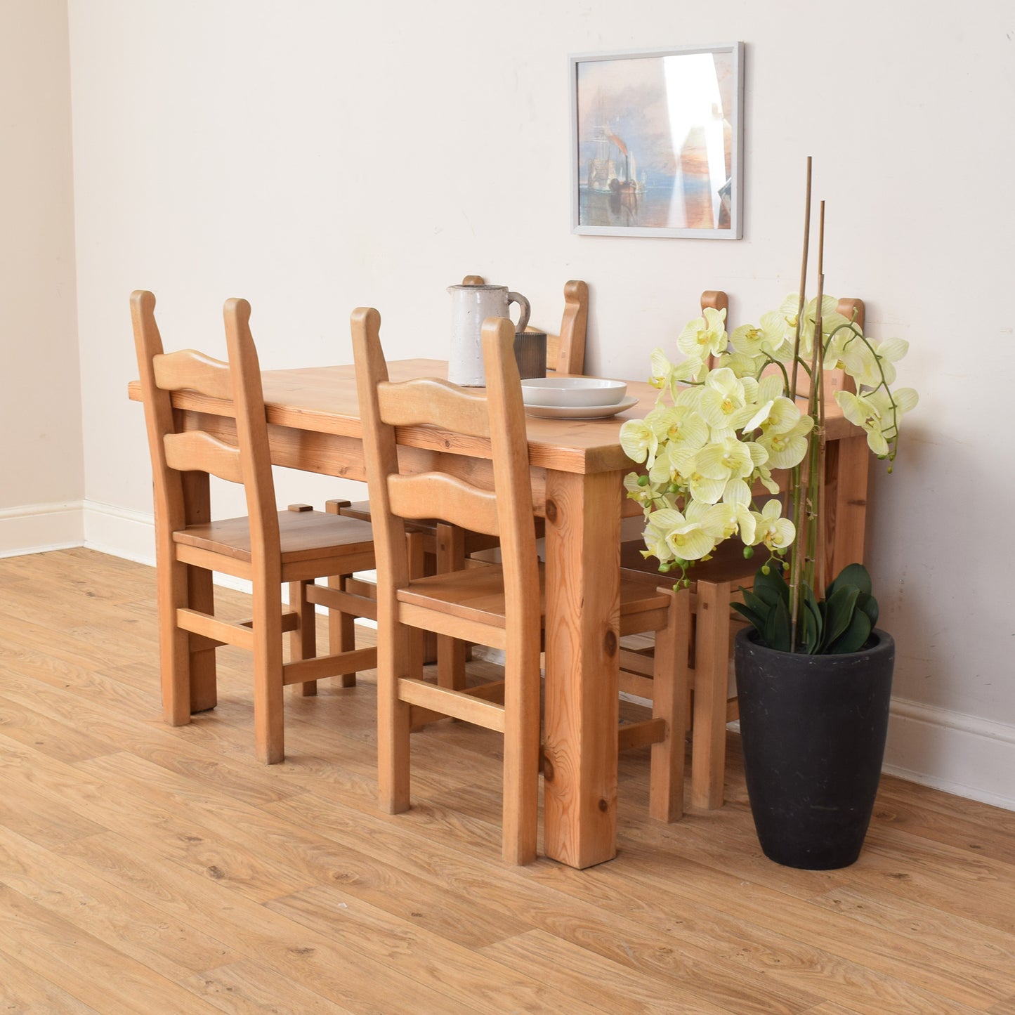 Pine Table And Four Chairs