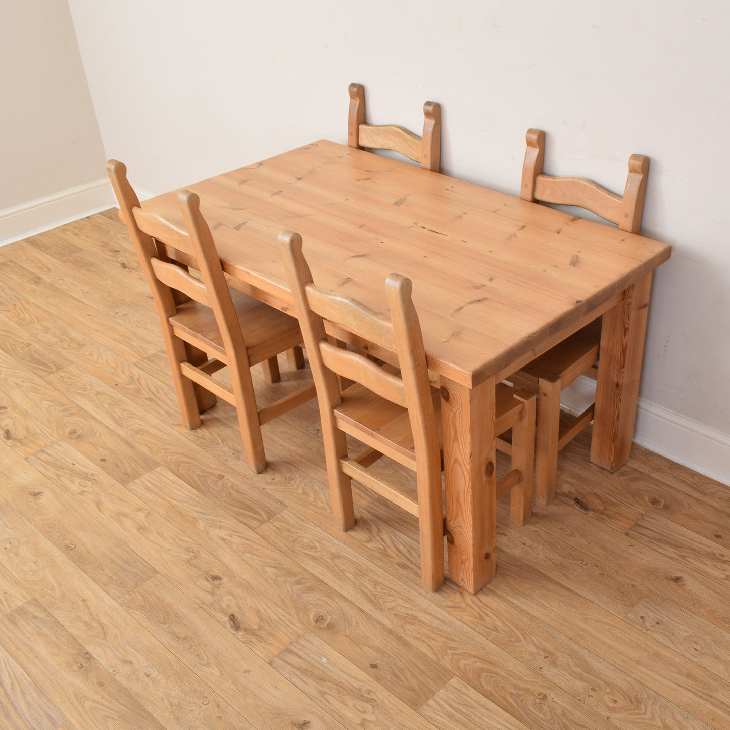 Pine Table And Four Chairs