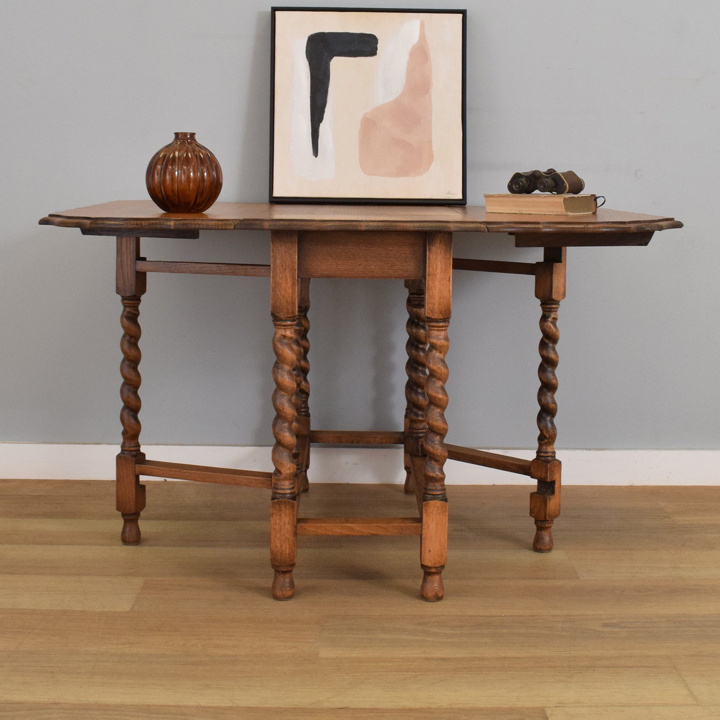 Barley-Twist Oak Drop-Leaf Table