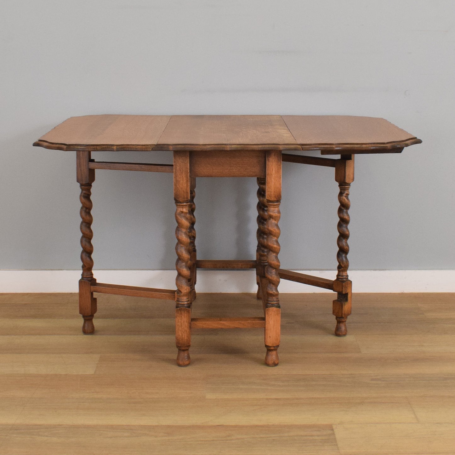 Barley-Twist Oak Drop-Leaf Table