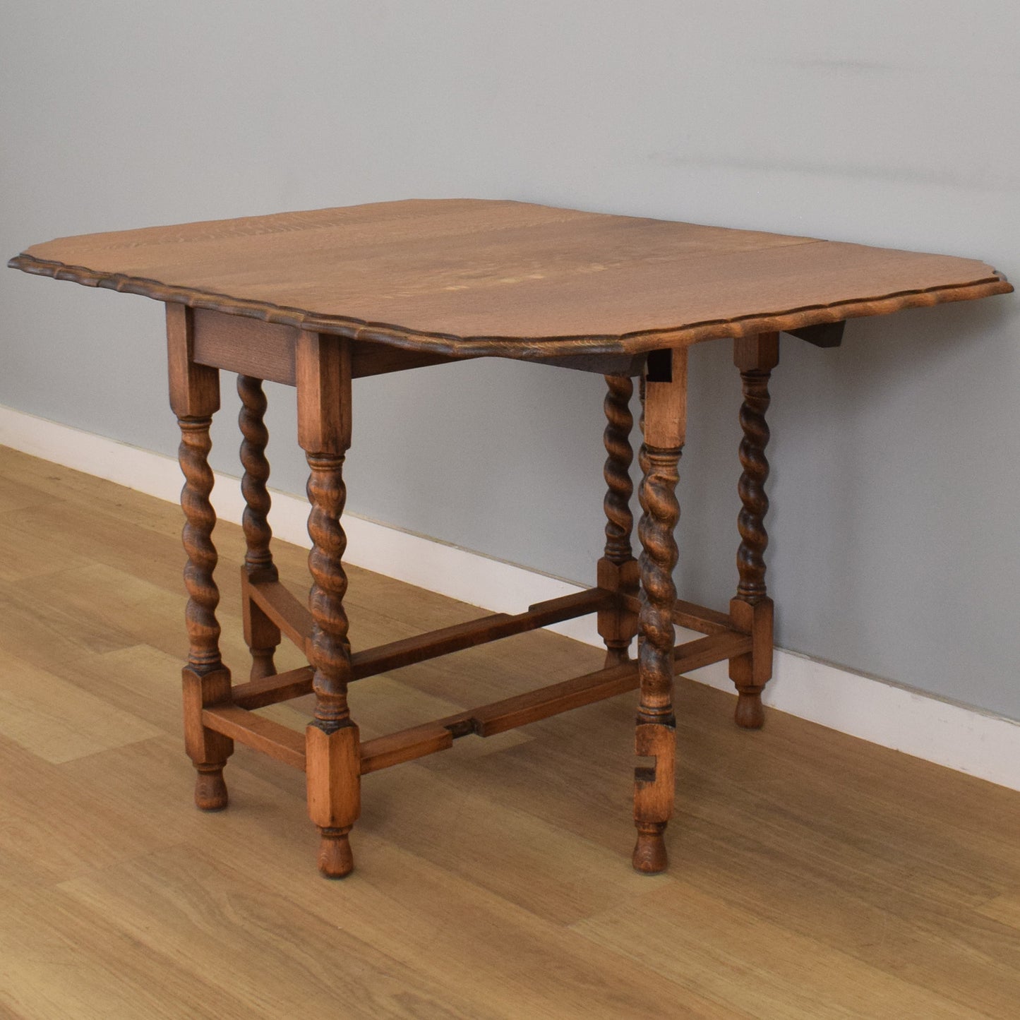 Barley-Twist Oak Drop-Leaf Table