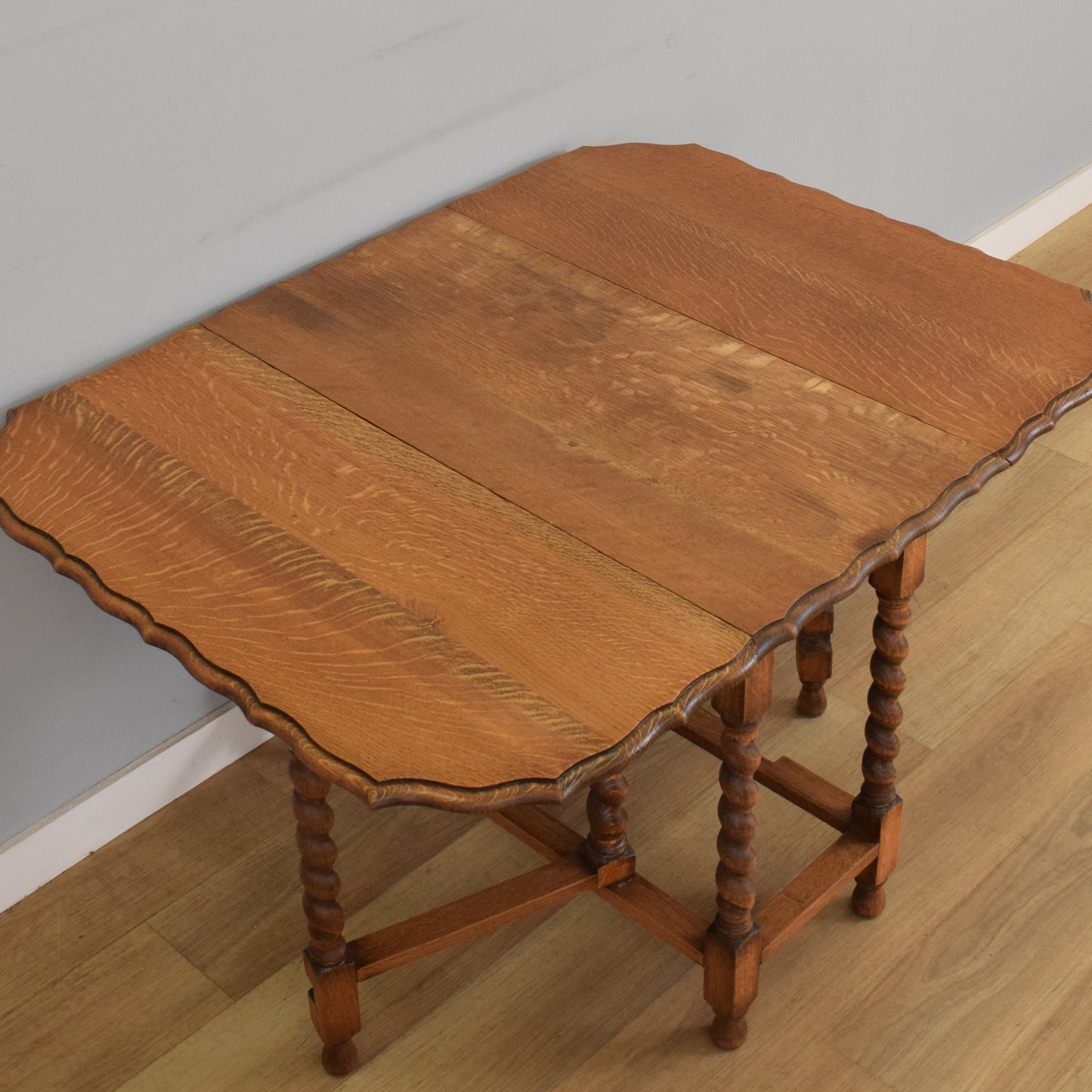 Barley-Twist Oak Drop-Leaf Table