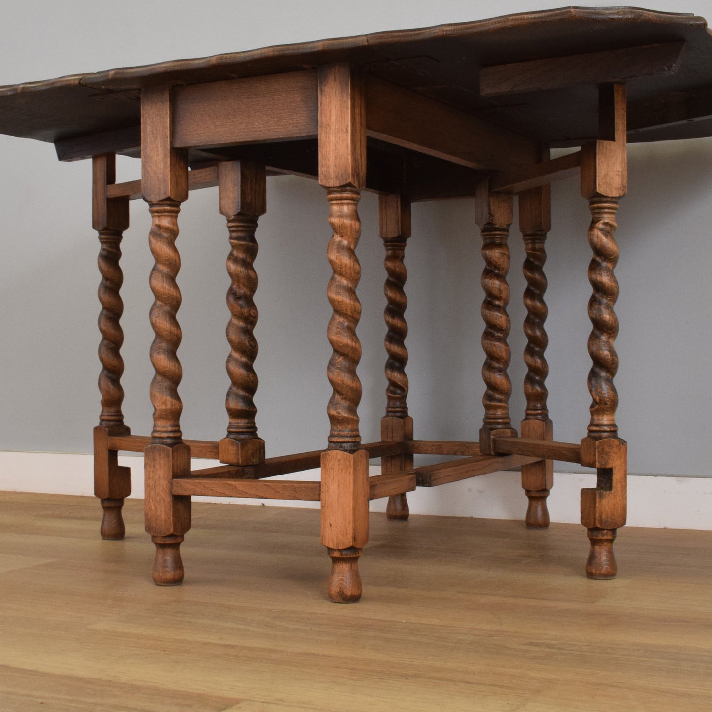 Barley-Twist Oak Drop-Leaf Table