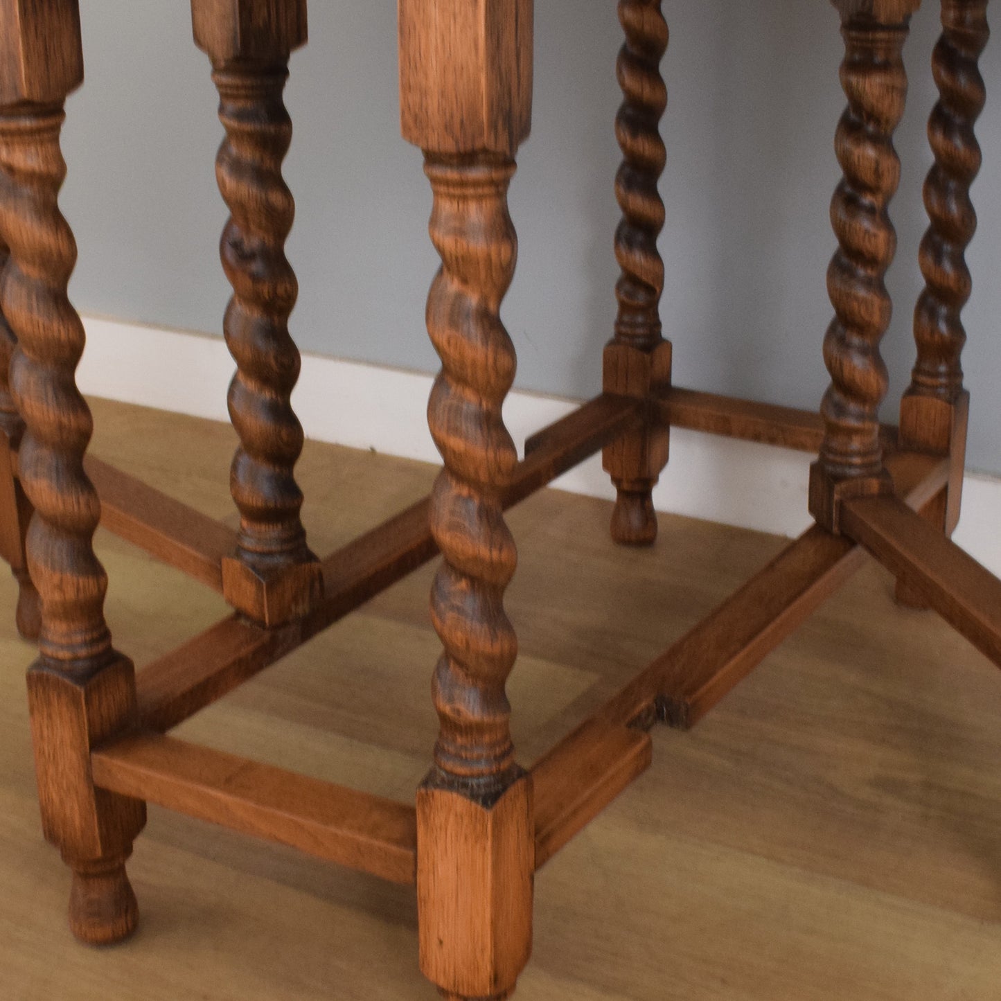 Barley-Twist Oak Drop-Leaf Table